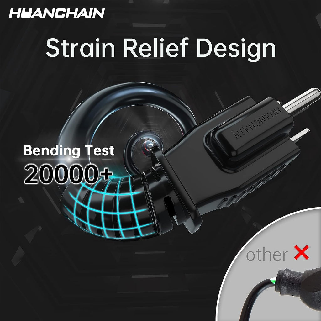HUANCHAIN Indoor Outdoor Black Extension Cord 15 ft Waterproof, 16/3 Gauge Flexible Cold-Resistant Appliance Extension Cable Outside, 13A 1625W 16AWG SJTW, 3 Prong Electric Cord, ETL