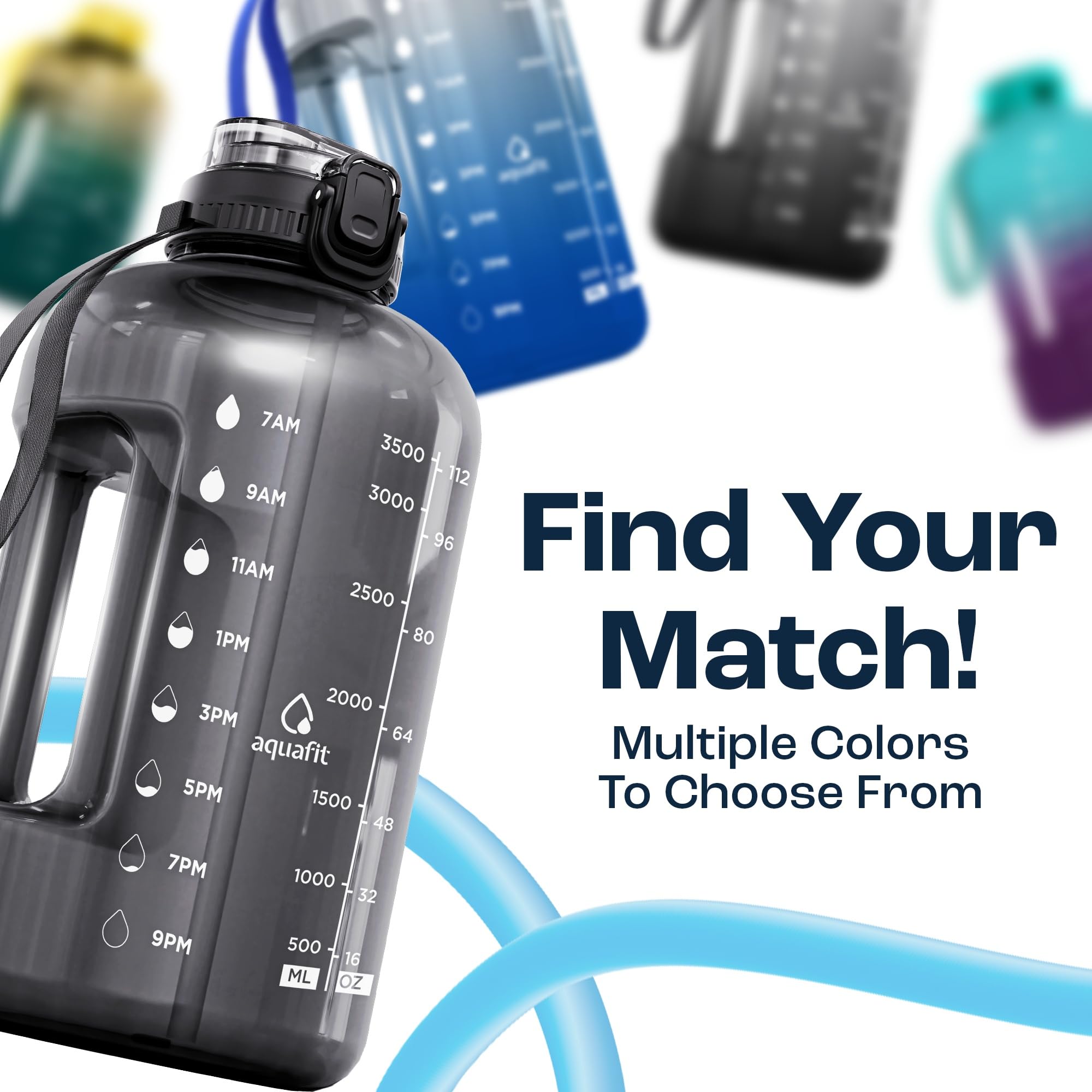 AQUAFIT 1 Gallon Water Bottle with Straw - 4l Water Bottle Time Marker - Motivational Gym Water Bottles 4l - 4 litre Water Bottles 1 Gallon 128 oz - Big Water Jug Large Water Bottle Gray