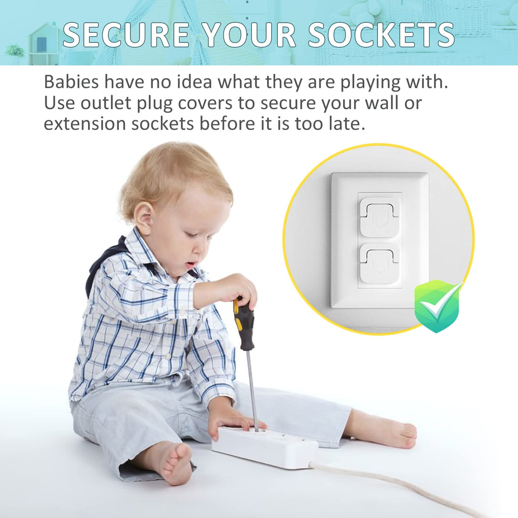 4our Kiddies Baby Proofing Outlet Covers (60 Pack) Electric Outlet Plug Covers for Child Safety, Baby Socket Cover Protector Cap to Prevent Child from Power Shock Hazard