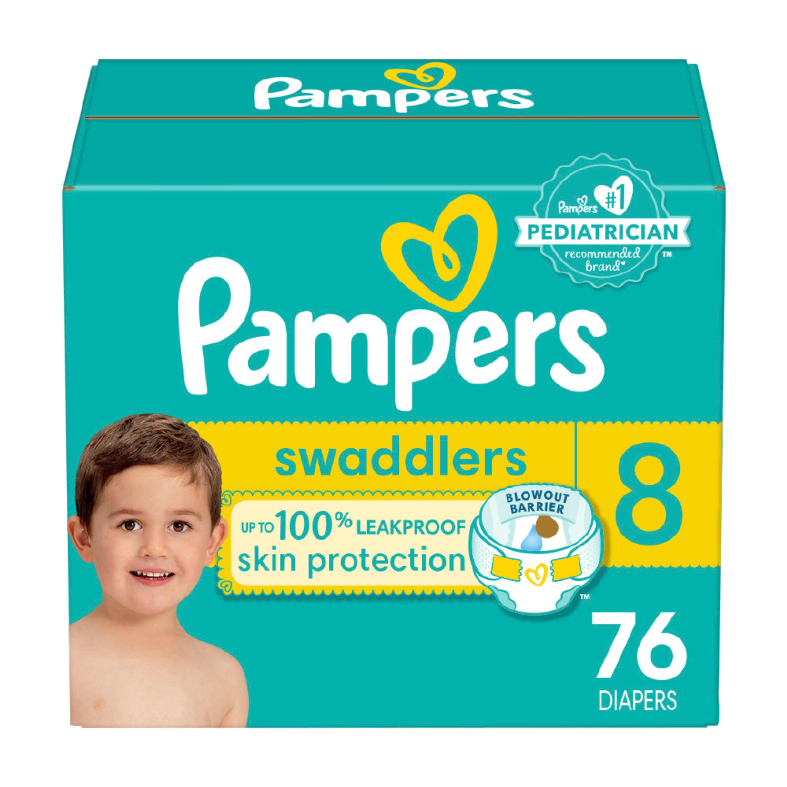 Pampers Swaddlers Diapers, Size 4 (15-34 lbs), 150 Count, Absorbent, Keeps Baby Dry and Comfortable, Skin Safe Disposable Baby Diaper