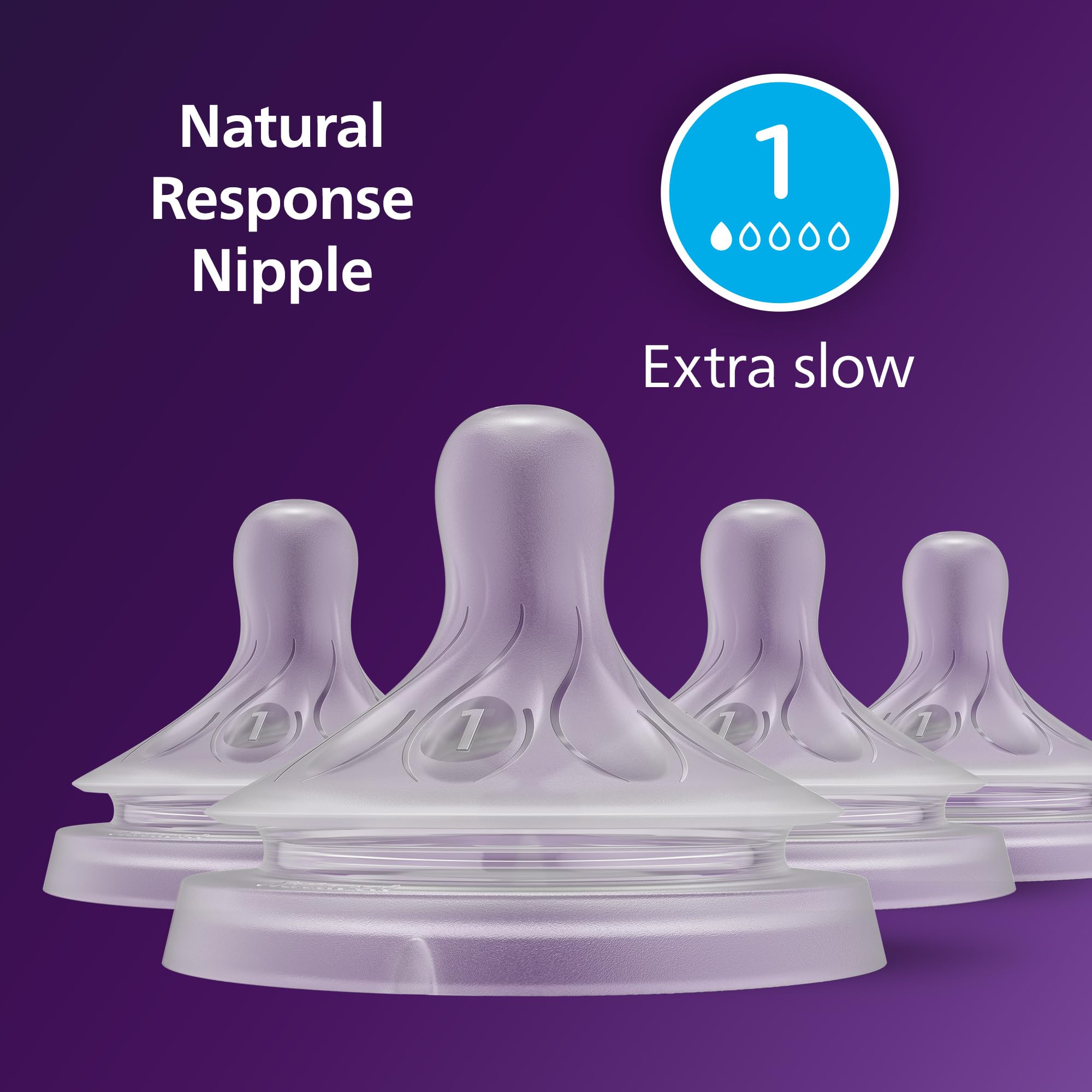Philips Avent Natural Response Nipples, Extra Fast Flow (Flow 5), 6m+, 4-pack, SCY965/44