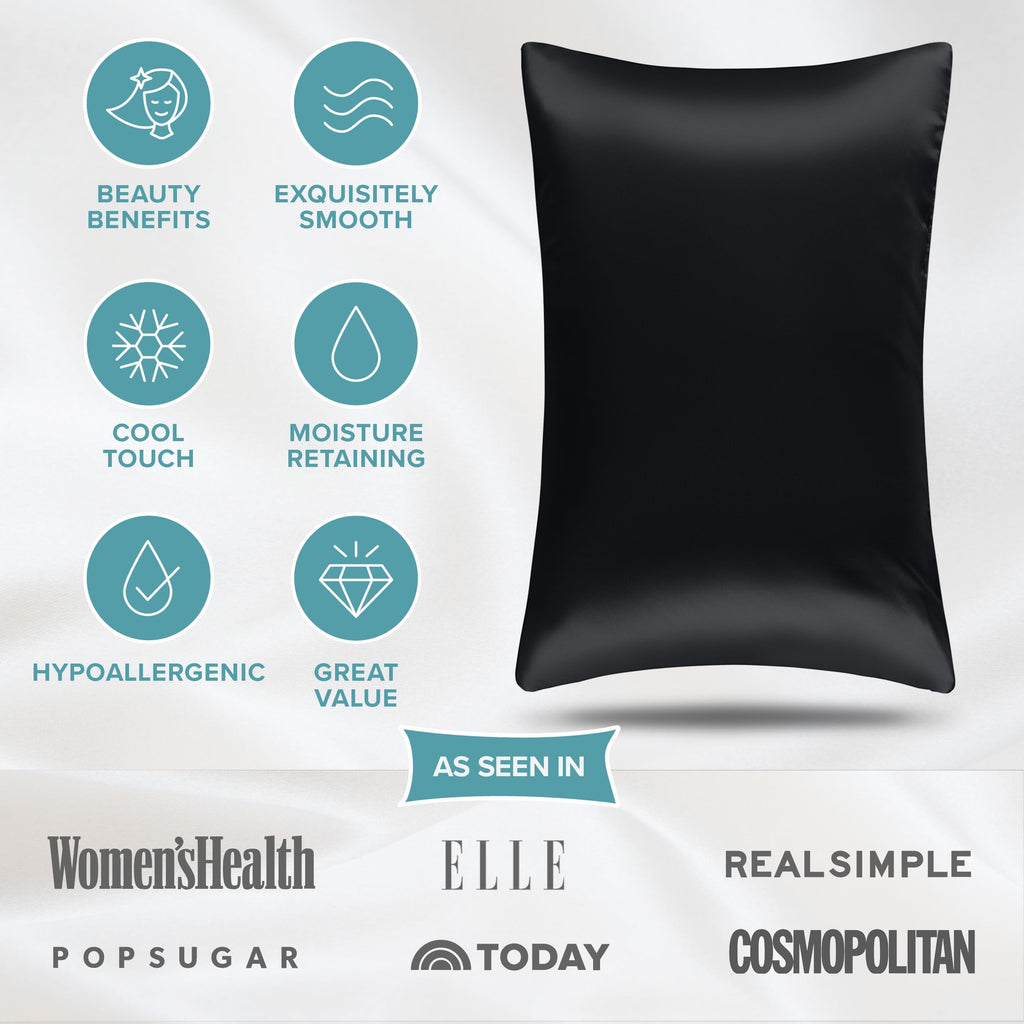 Bare Home 100% Mulberry Silk Pillowcase for Hair and Skin - Ultra Premium 6A Grade 19 Momme Silk Pillow Case - Hidden Zipper - Breathable Cooling Pillow Cover (Body, Silver)