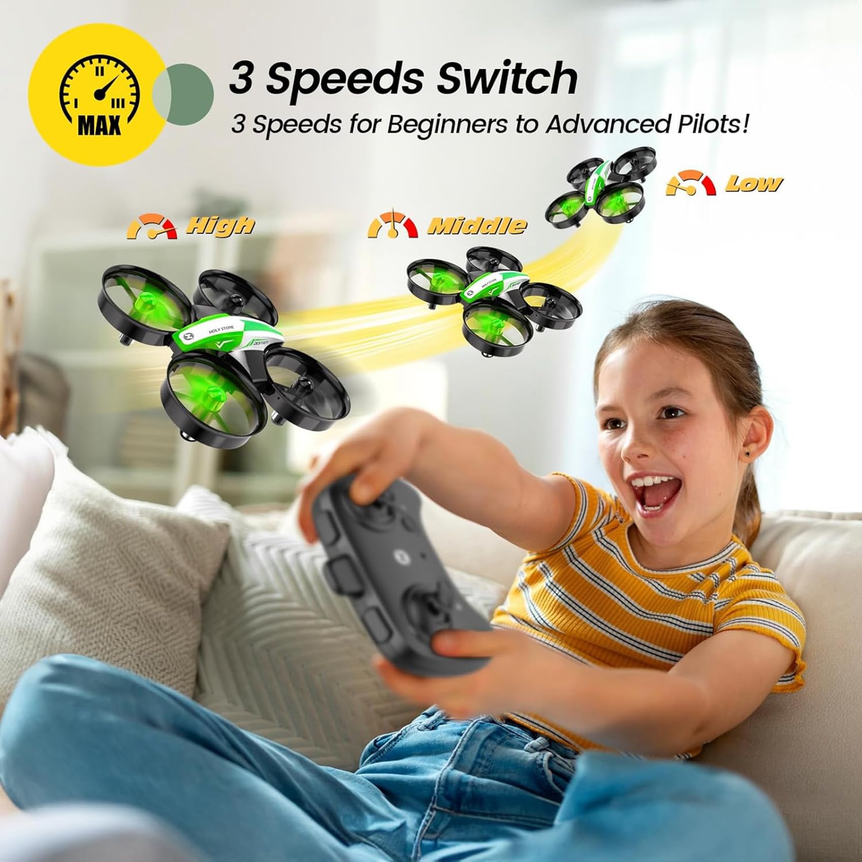 Holy Stone Mini Drone for Kids and Beginners RC Nano Quadcopter Indoor Small Helicopter Plane with Auto Hovering, 3D Flip, Headless Mode and 3 Batteries, Great Gift Toy for Boys and Girls