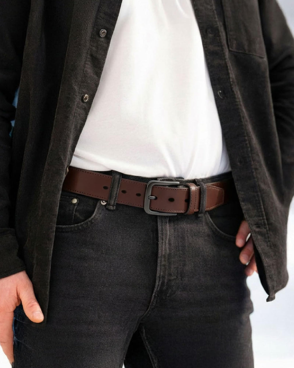 CHAOREN Mens Belts Leather - 35mm Genuine Leather Belts for Men - Ideal Match for Casual Jeans