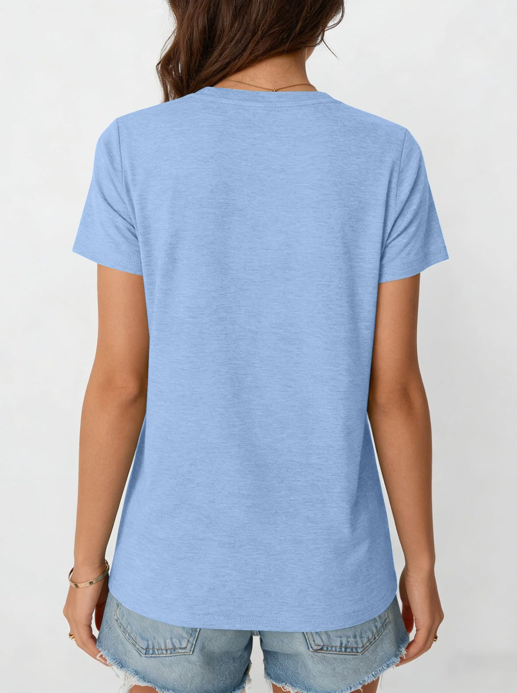 isermeo Women's Summer Short Sleeve Tops Casual Crewneck Fashion Pleated T-Shirts Blouses Trendy 2026 S-XXL