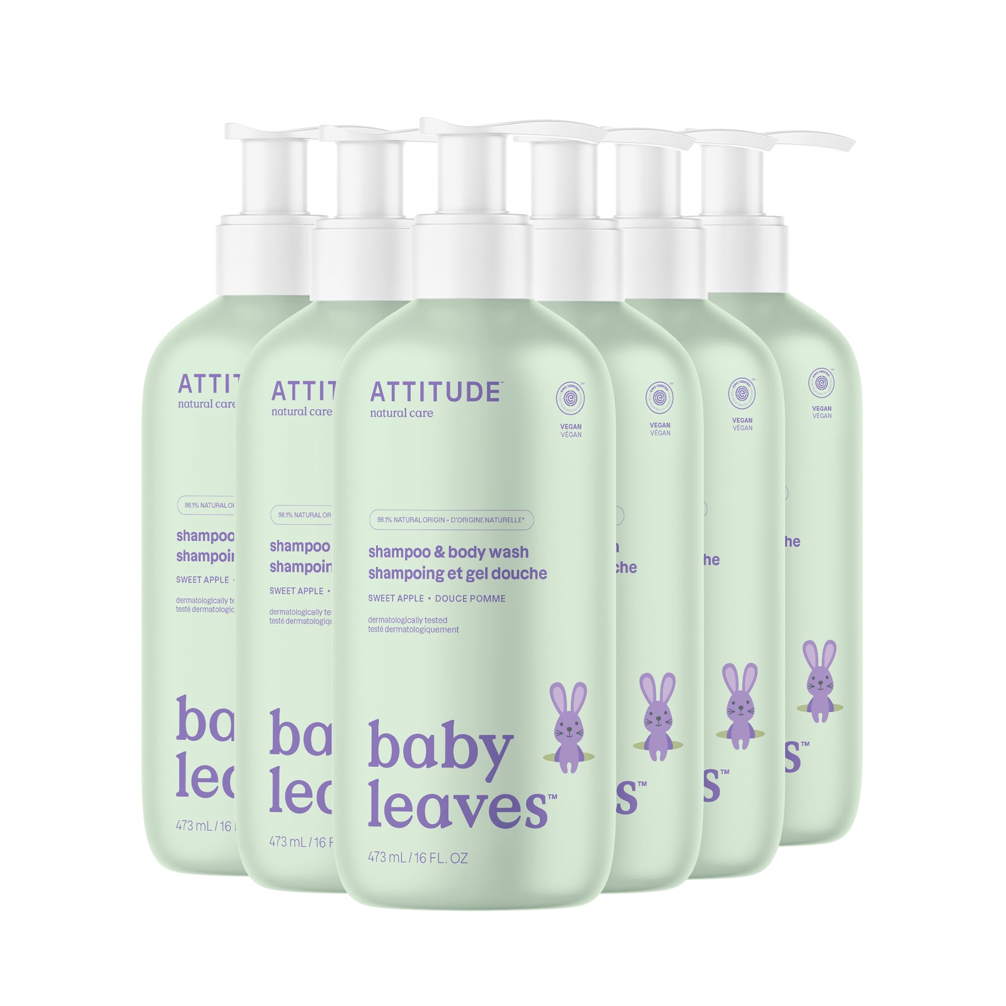 ATTITUDE Baby 2-in-1 Shampoo and Body Wash, Made in Canada, EWG Verified, Dermatologically Tested, Vegan, Good Night, 473 mL
