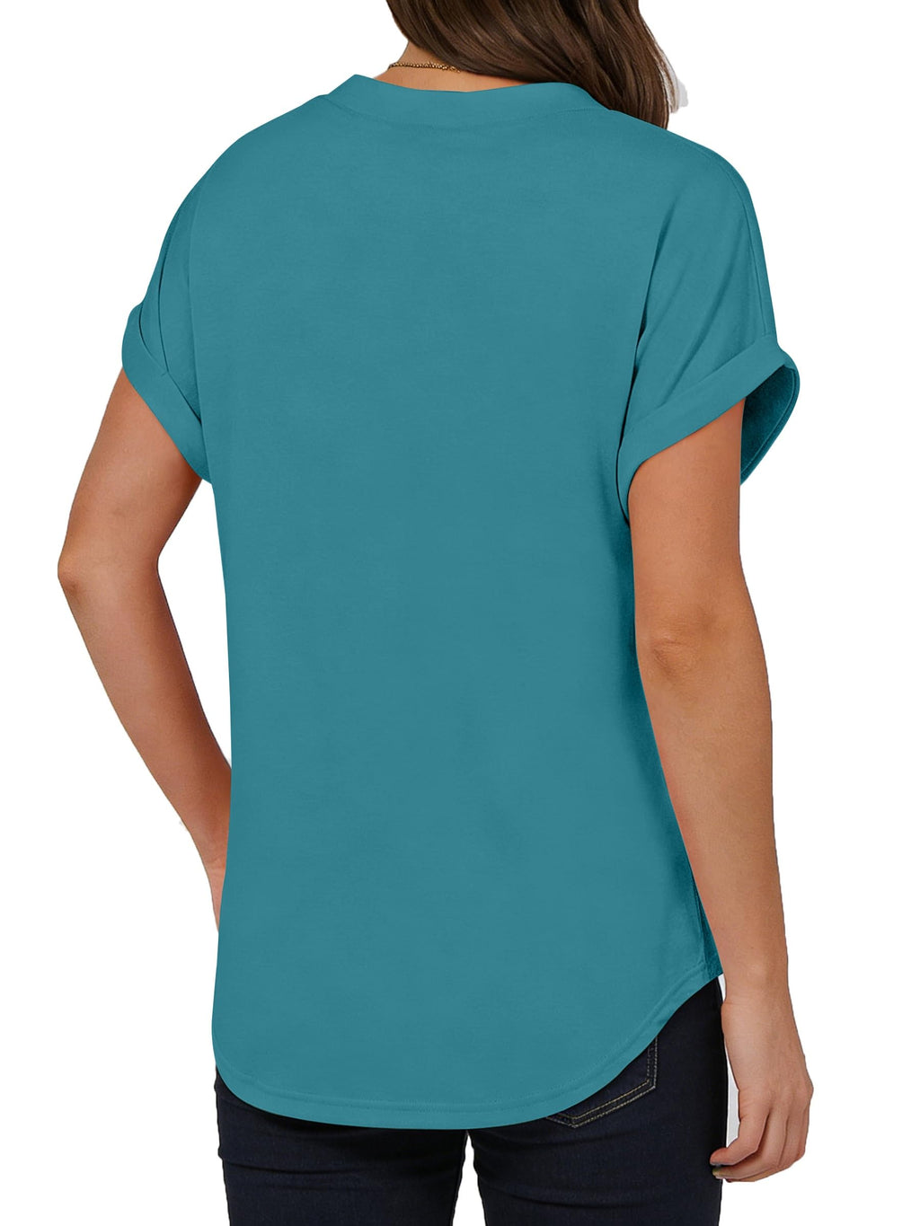 isermeo Womens Short Sleeve Henley Tops V Neck Dressy Casual Blouses Summer Tee Shirts 2026 Trendy Button Clothes S-XXL