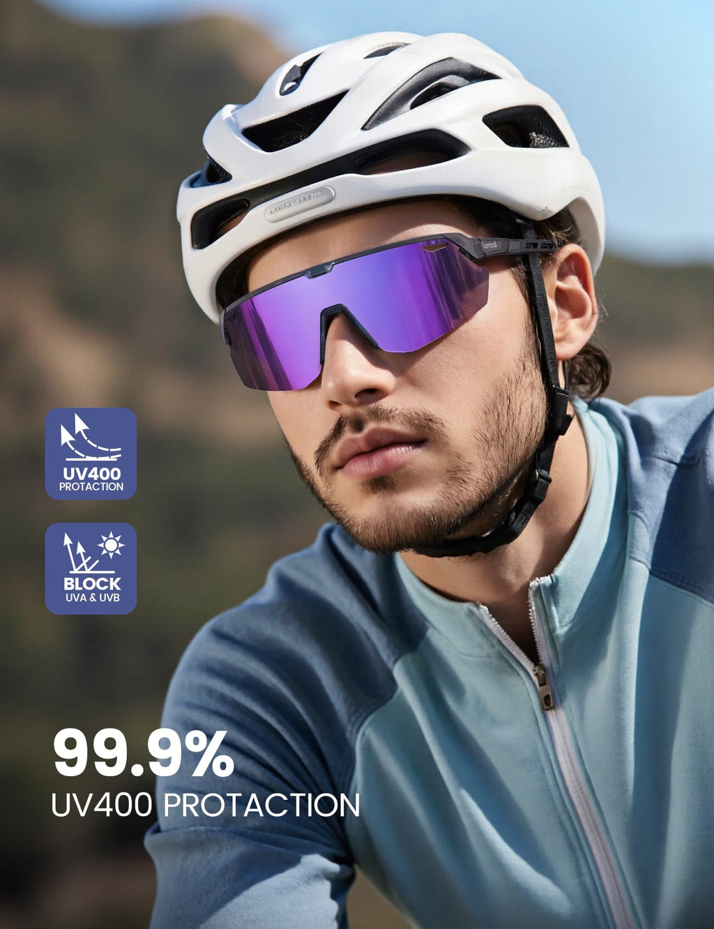 Lamicall Polarized Sports Sunglasses Men Women, [24g Ultralight] Adjustable Nose Pad Sports Goggles for Bike Hiking Running