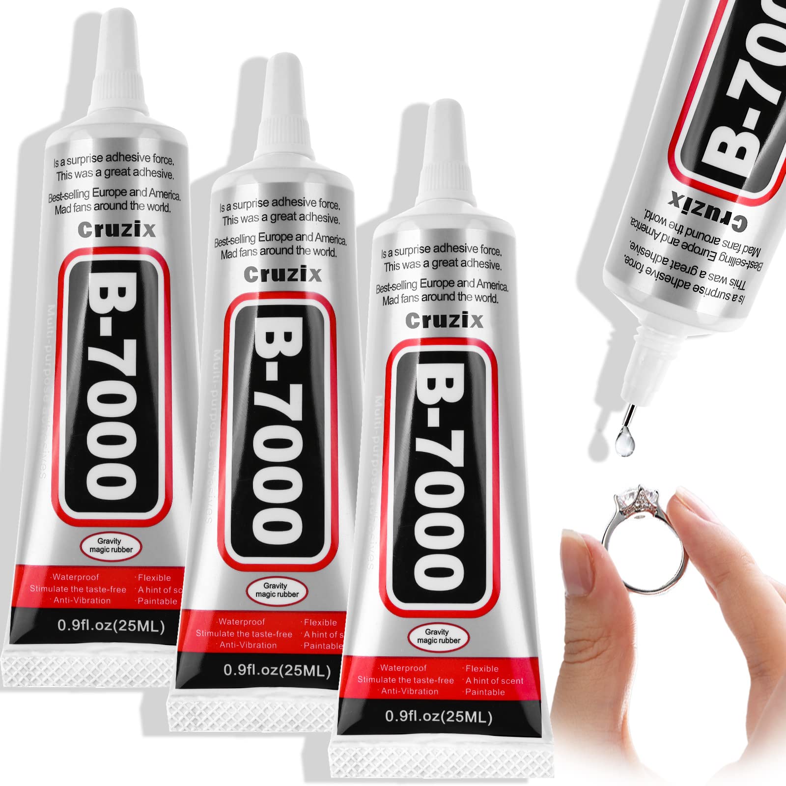 Tubes de colle transparente avec embouts fins, kit pour réparation et collage