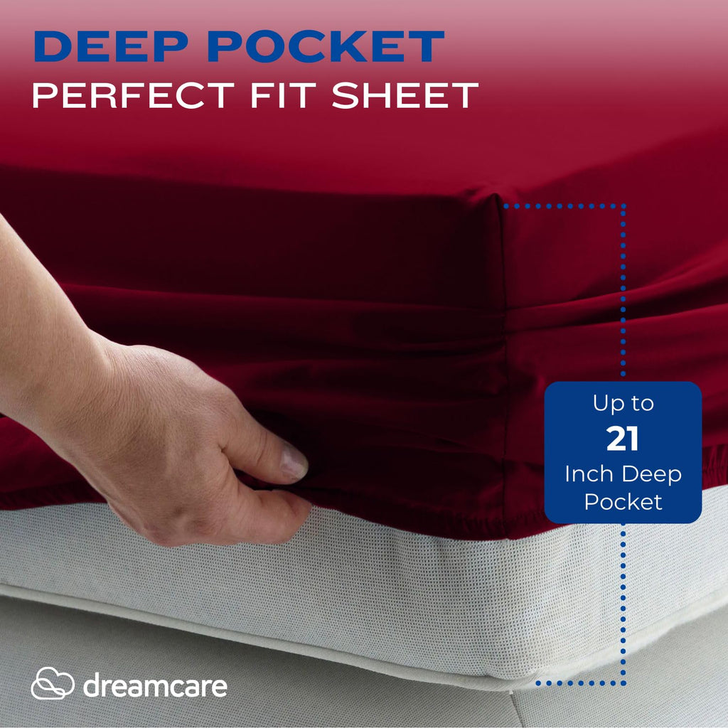 DREAMCARE Bedding Sets Queen - 4 Piece Queen Bed Sheets - Deep Pocket up to 15 in - Draps Lit Queen - Luxury Hotel Sheets & Pillowcases Set - Shrink & Fade Resistant (Queen, Black)