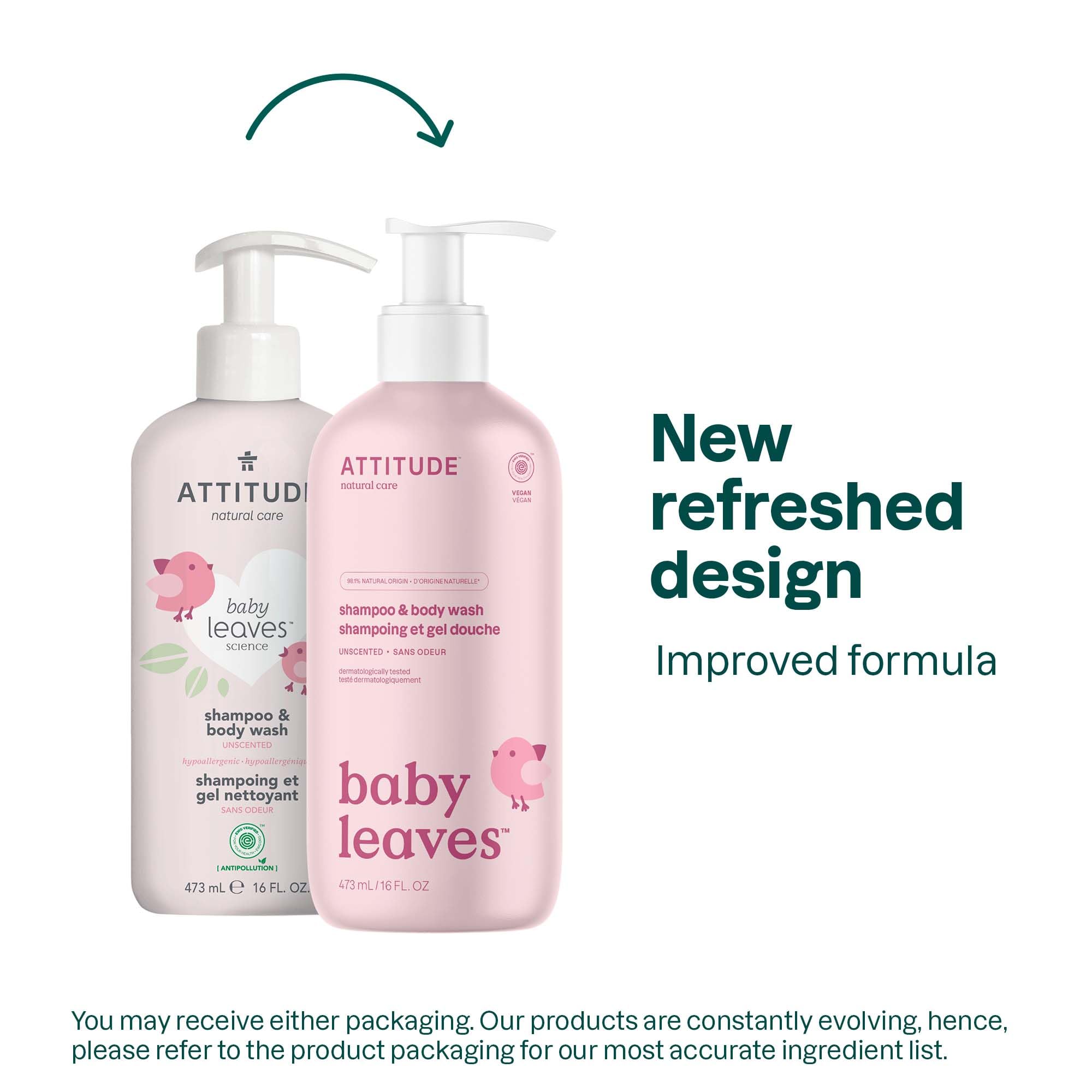 ATTITUDE Baby 2-in-1 Shampoo and Body Wash, Made in Canada, EWG Verified, Dermatologically Tested, Vegan, Good Night, 473 mL