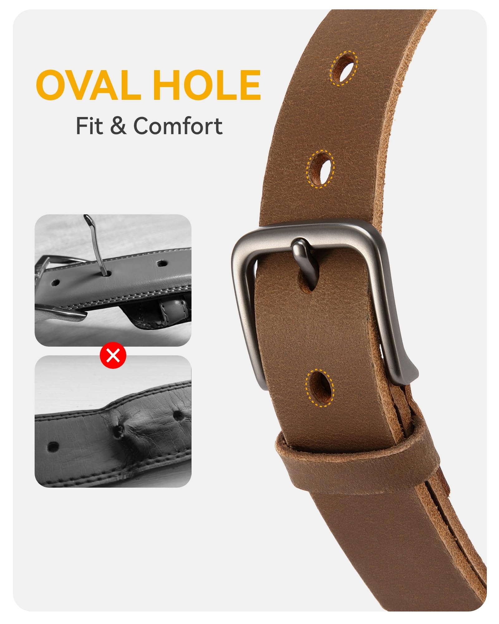 CHAOREN Leather Kids Belt - 1 1/8" Handmade Leather Boys Belt - Ideal for Casual and Dress Wear