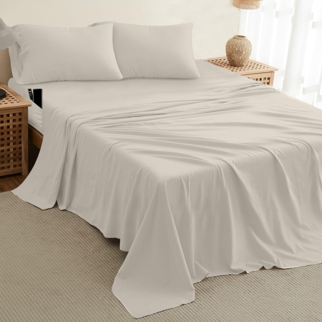 DREAMCARE Bedding Sets Queen - 4 Piece Queen Bed Sheets - Deep Pocket up to 15 in - Draps Lit Queen - Luxury Hotel Sheets & Pillowcases Set - Shrink & Fade Resistant (Queen, Black)