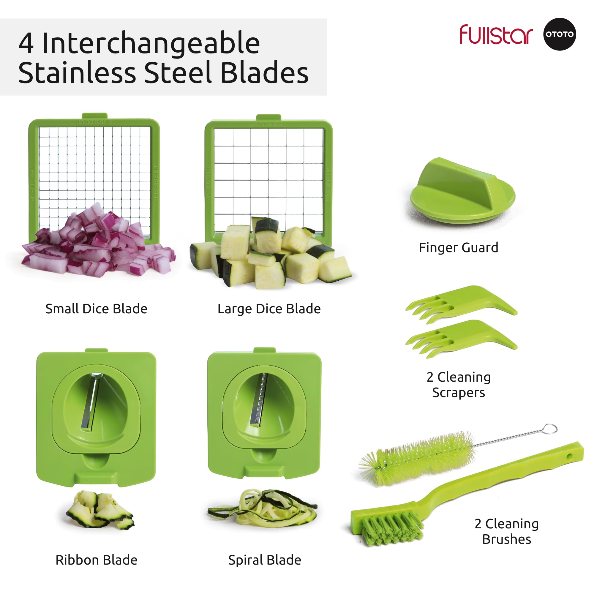 Fullstar Vegetable Chopper & Cutter - Slicer Dicer Spiralizer with Container for Food Veggie Onion Cucumber Tomato Salad Potato French Fry - Kitchen Essentials & Gadgets (PRO 4-in-1, White)