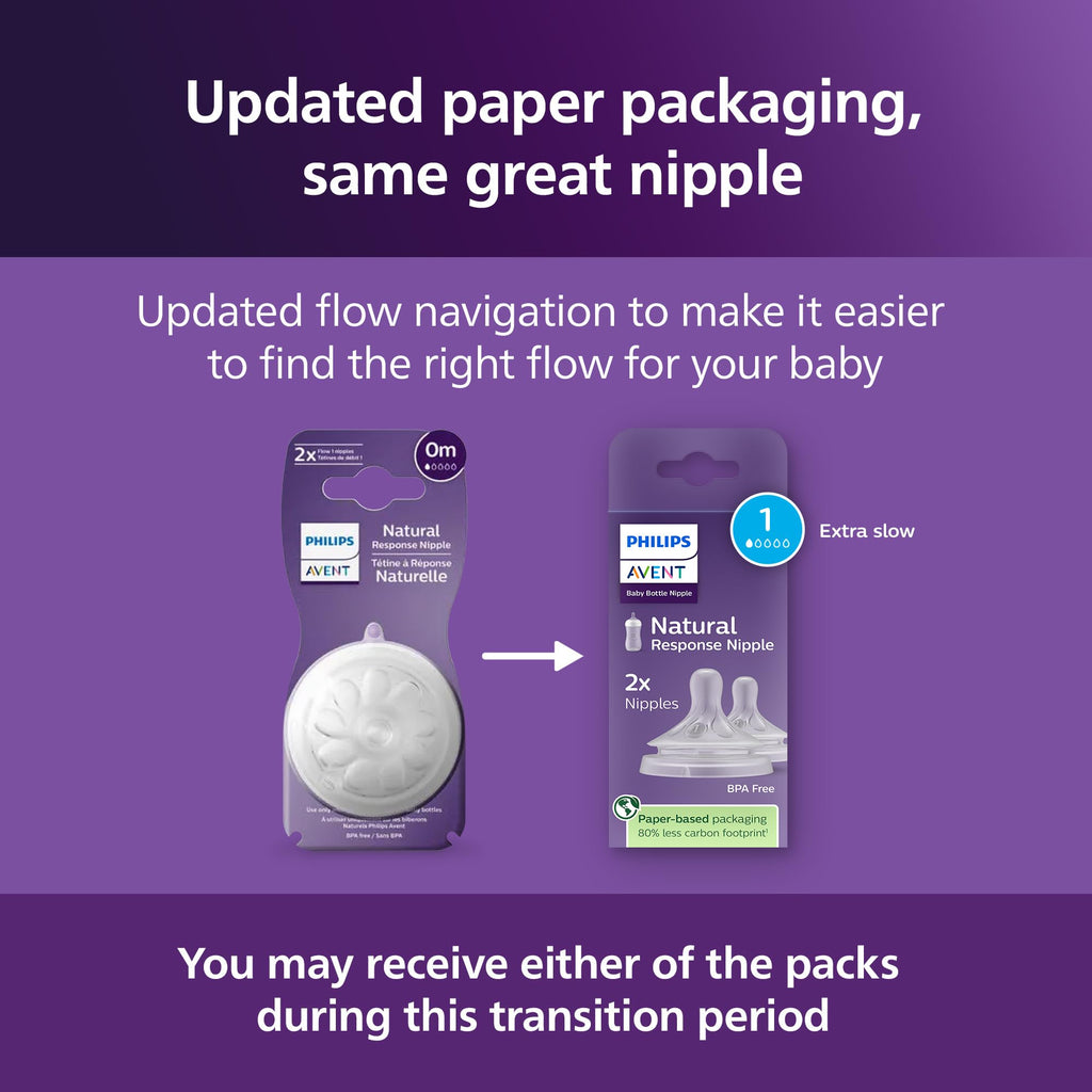 Philips Avent Natural Response Nipples, Extra Fast Flow (Flow 5), 6m+, 4-pack, SCY965/44