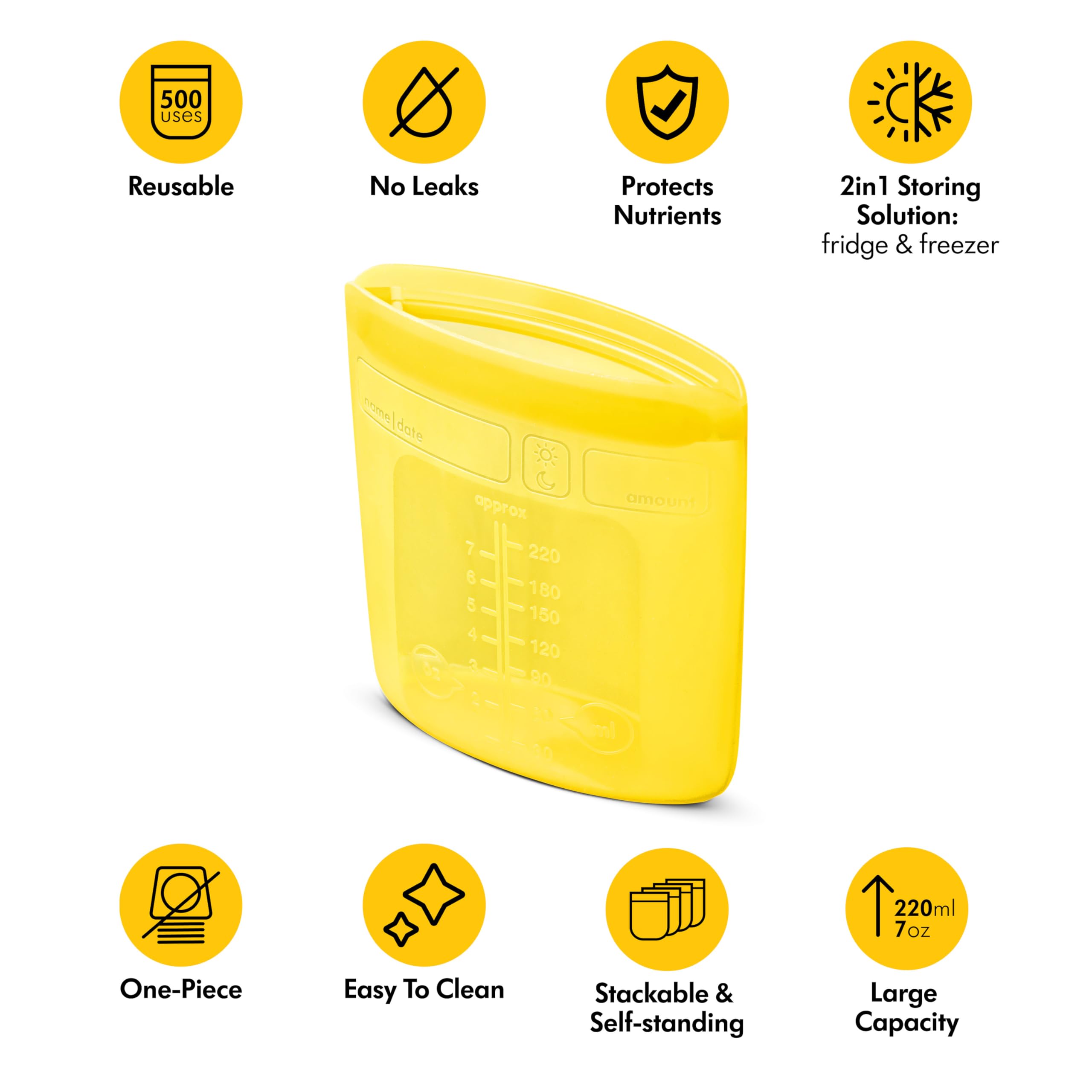 Medela Easy Pour Disposable Breast Milk Storage Bags, 7 oz/210 ml Capacity, Leakproof Design with Milk Protection, Made Without BPA, Pack of 100