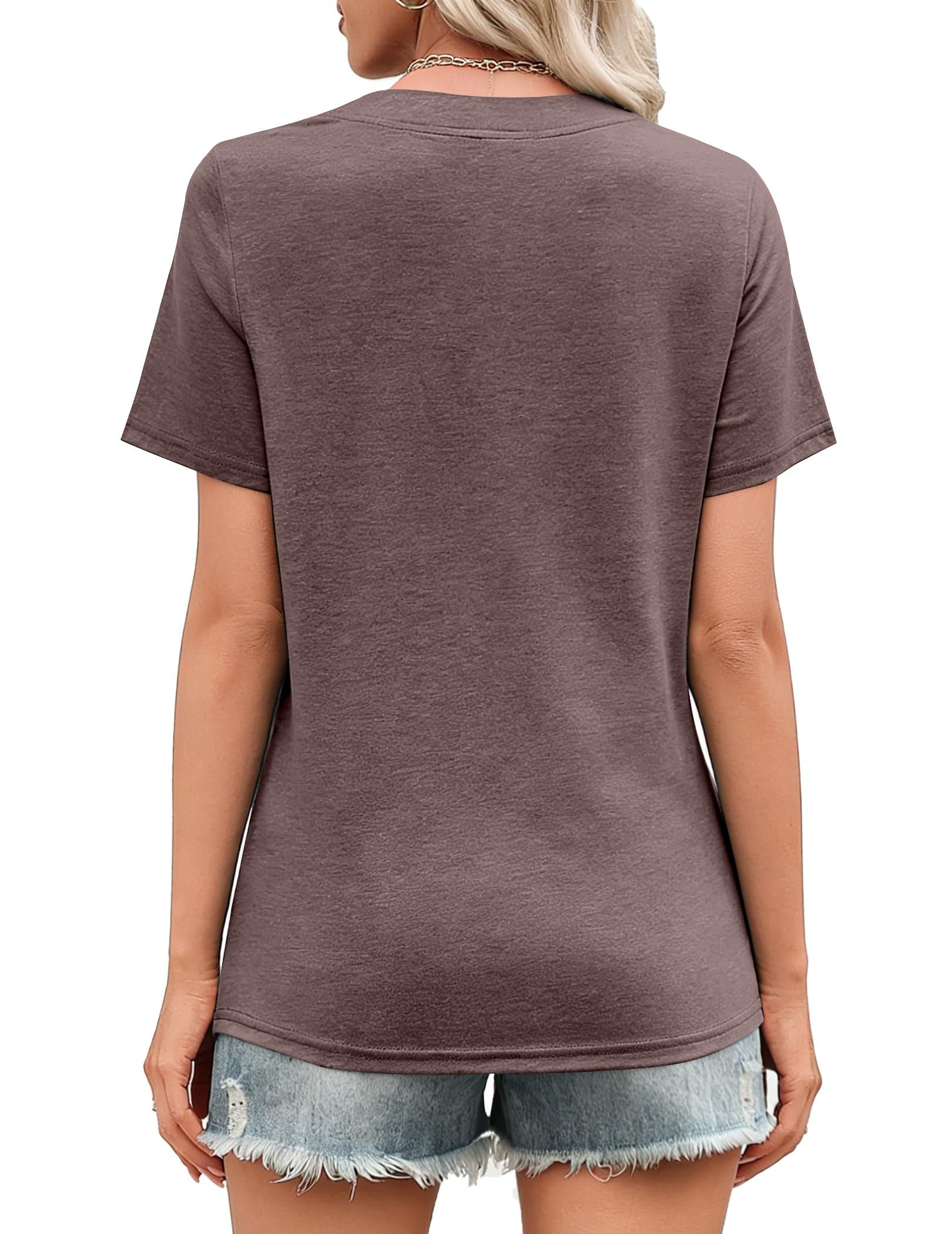 isermeo Womens Tops Short Sleeve V Neck Tee Shirts Cute Dressy Casual Summer Clothing Business Work Blouse S-XXL