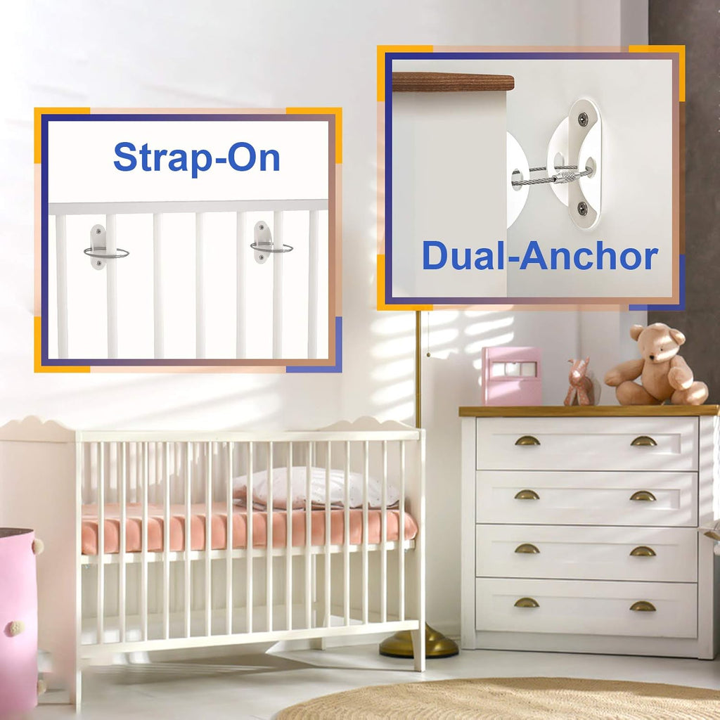 4our Kiddies Furniture Anchors (10 Pack) 2023 Upgraded Furniture Straps for Baby Proofing, Secure 400 Pound Furniture to Wall Prevent Falling, Anti Tip Earthquake Straps for Child Safety