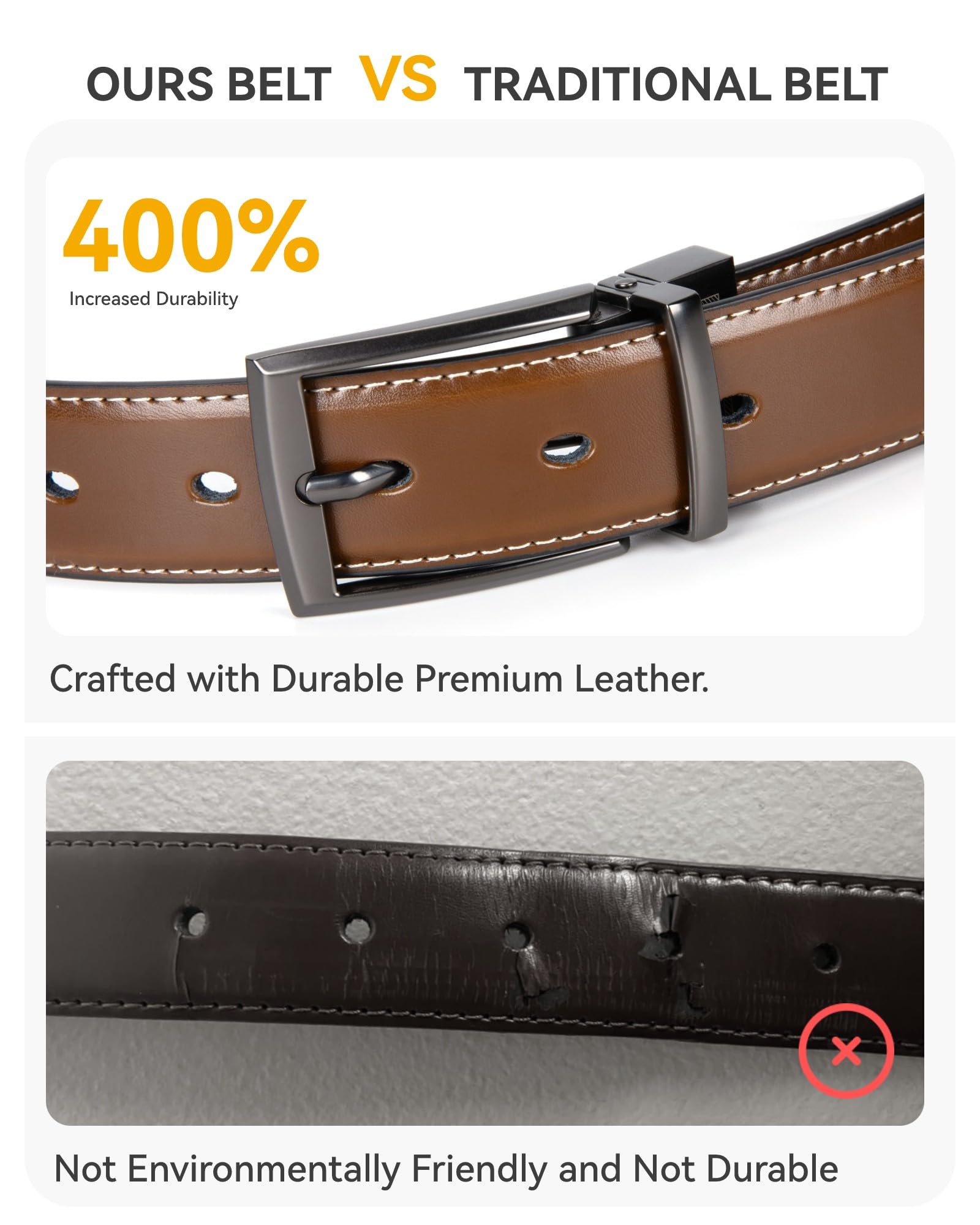 CHAOREN Kids Belt - 1 1/4" Dress Reversible Boys Belt for Youth - One Leather Belt Two Style
