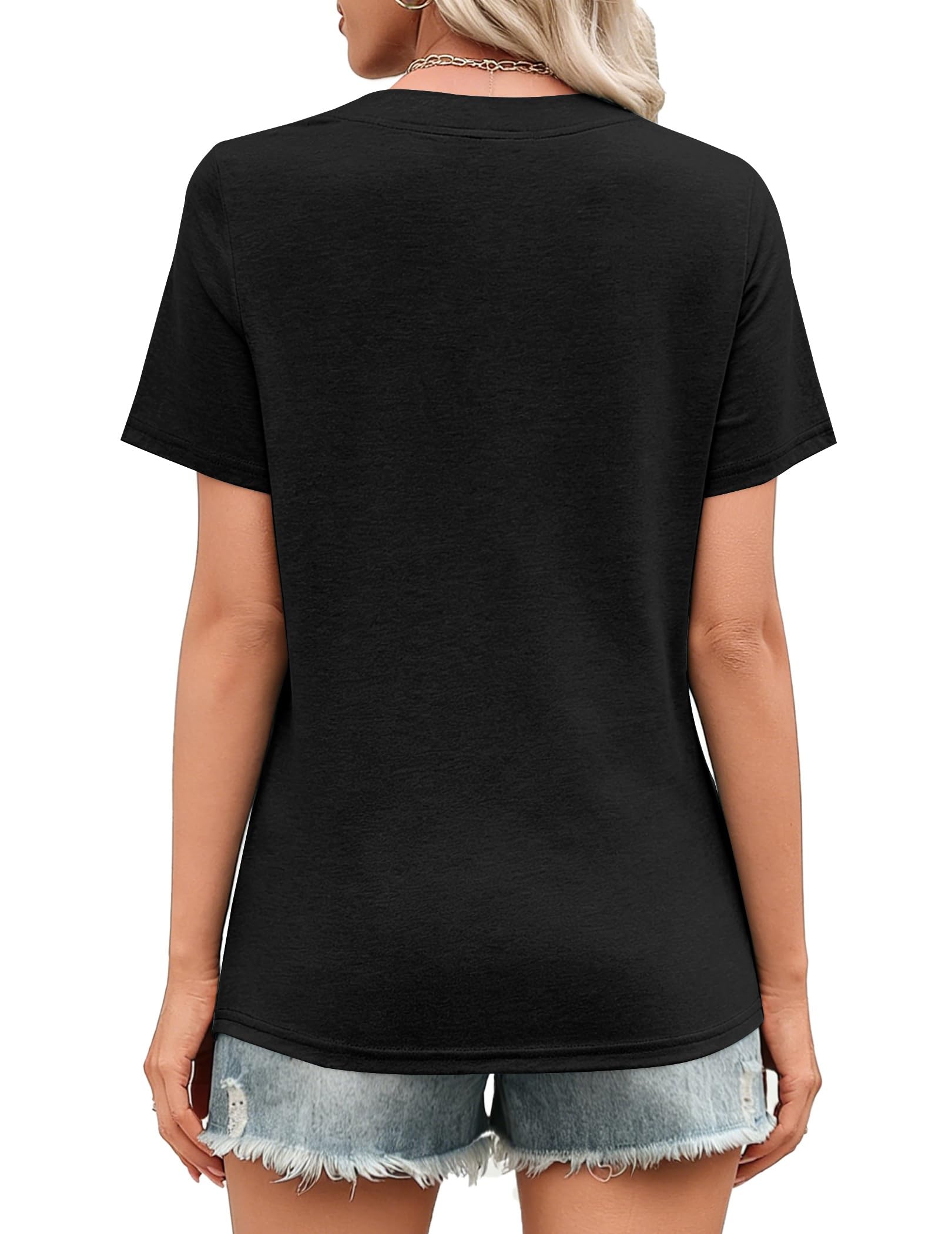 isermeo Womens Tops Short Sleeve V Neck Tee Shirts Cute Dressy Casual Summer Clothing Business Work Blouse S-XXL