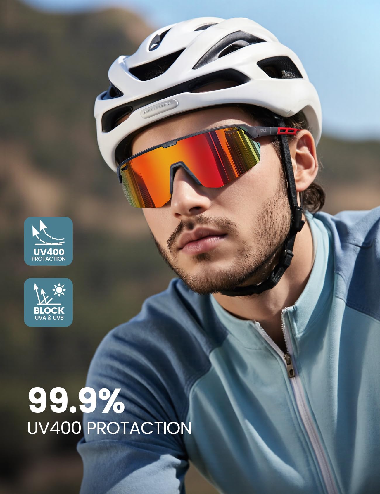 Lamicall Polarized Sports Sunglasses Men Women, [24g Ultralight] Adjustable Nose Pad Sports Goggles for Bike Hiking Running