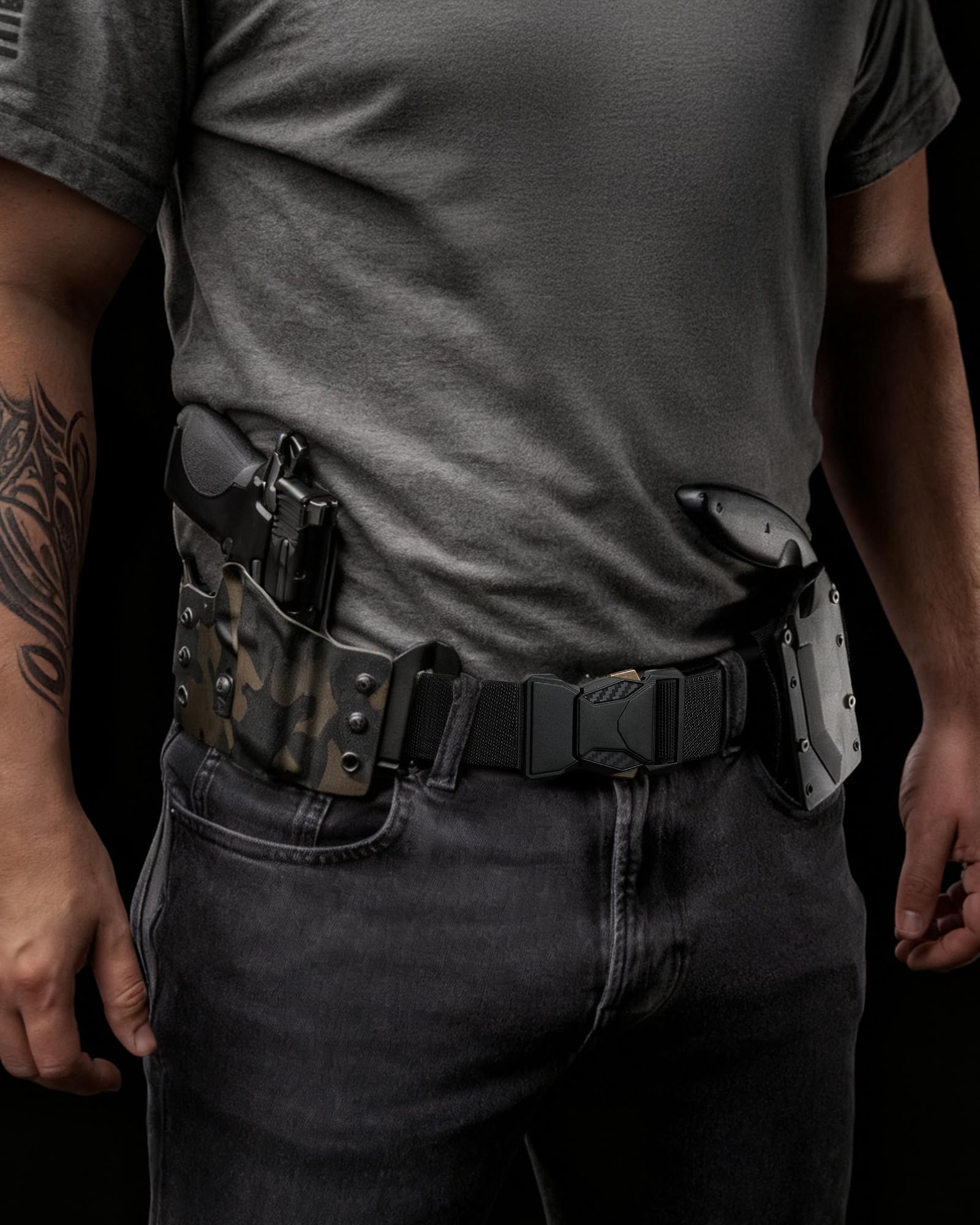 CHAOREN Tactical Belt Men - 1.5" Nylon Stretch Military Mens Belt - Quick Release for Work Heavy Duty