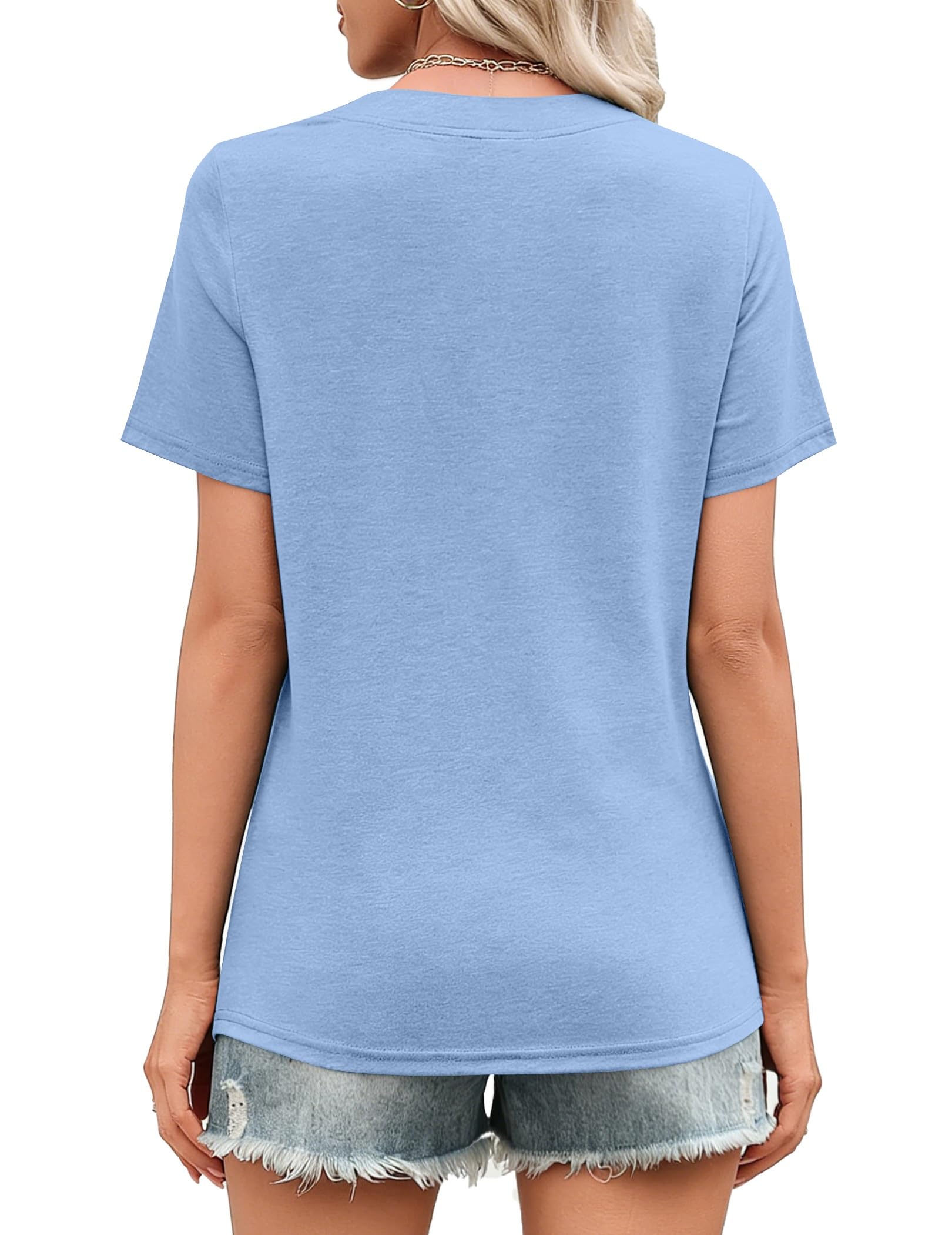 isermeo Womens Tops Short Sleeve V Neck Tee Shirts Cute Dressy Casual Summer Clothing Business Work Blouse S-XXL
