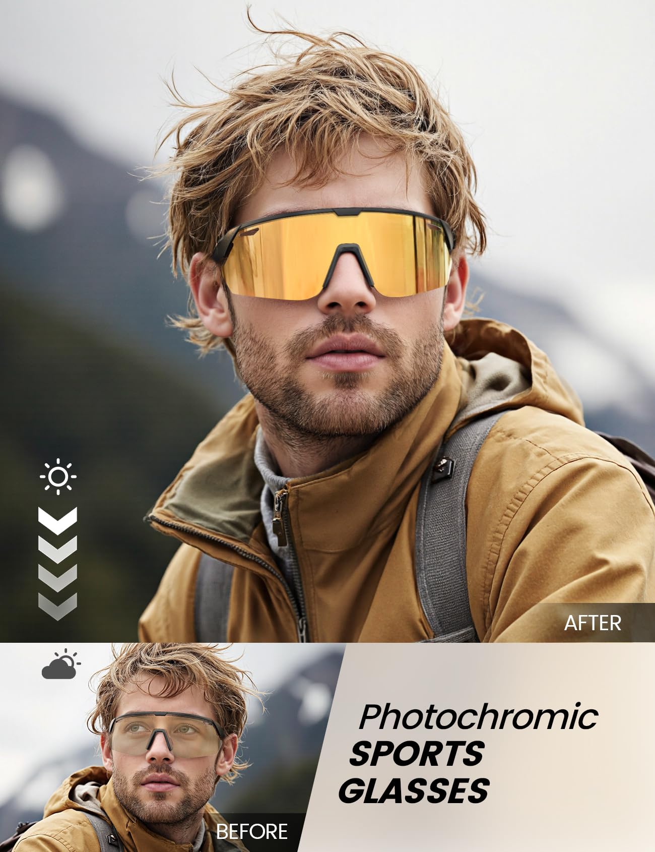 Lamicall Polarized Sports Sunglasses Men Women, [24g Ultralight] Adjustable Nose Pad Sports Goggles for Bike Hiking Running
