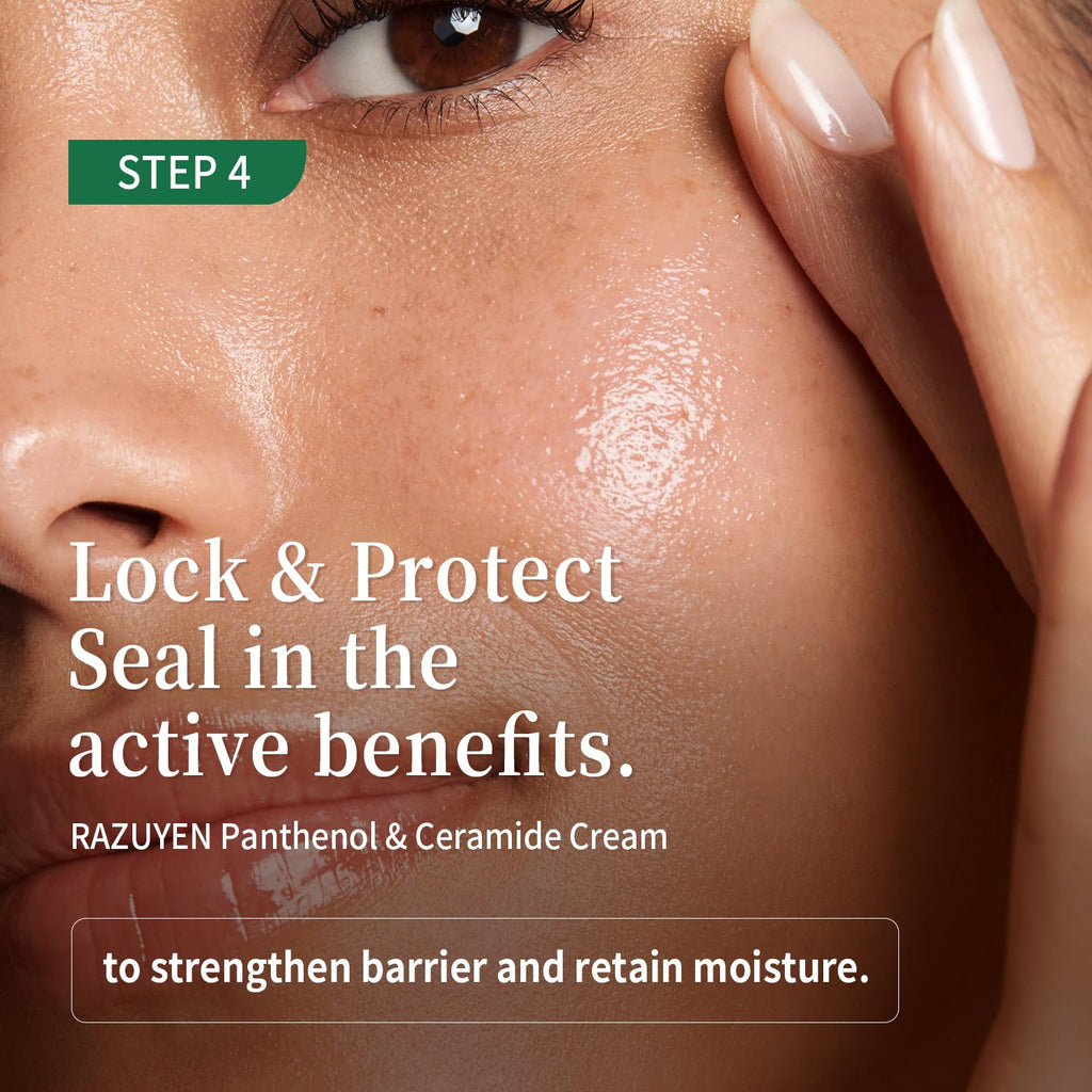Crème visage étalée sur la peau, main près de l’œil