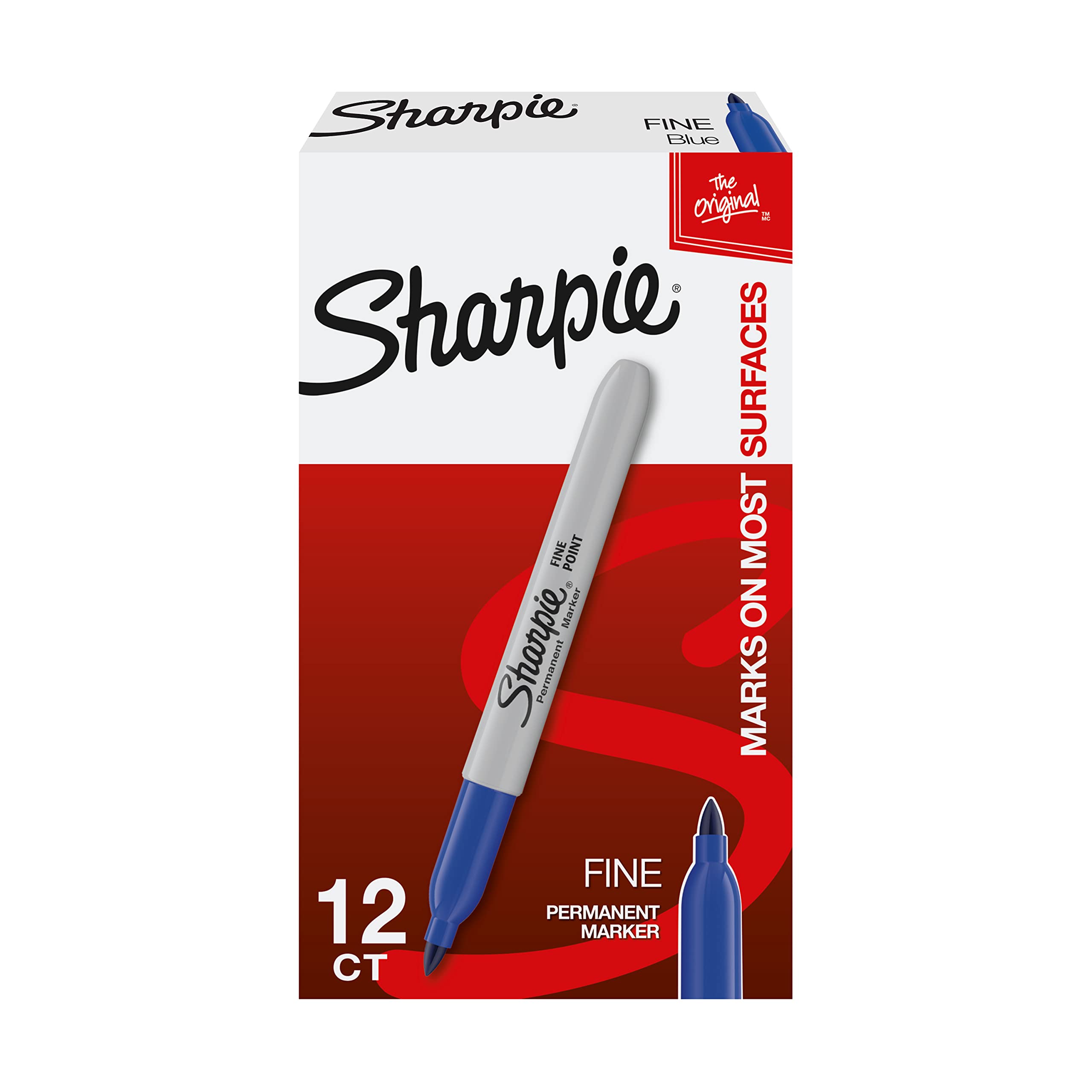 Lot de 12 marqueurs permanents Sharpie à pointe fine rouges