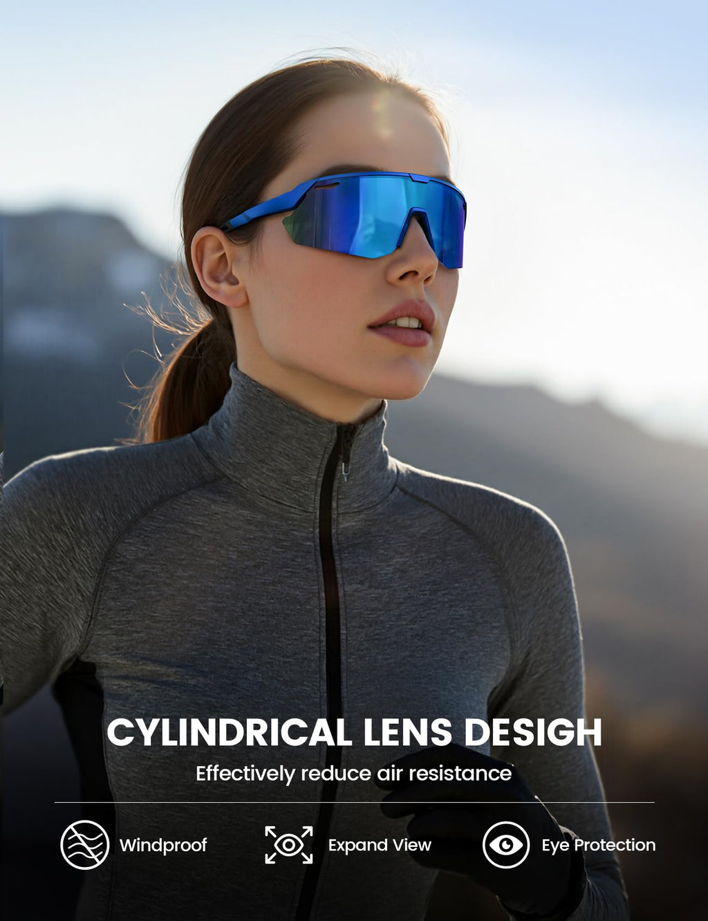 Lamicall Polarized Sports Sunglasses Men Women, [24g Ultralight] Adjustable Nose Pad Sports Goggles for Bike Hiking Running