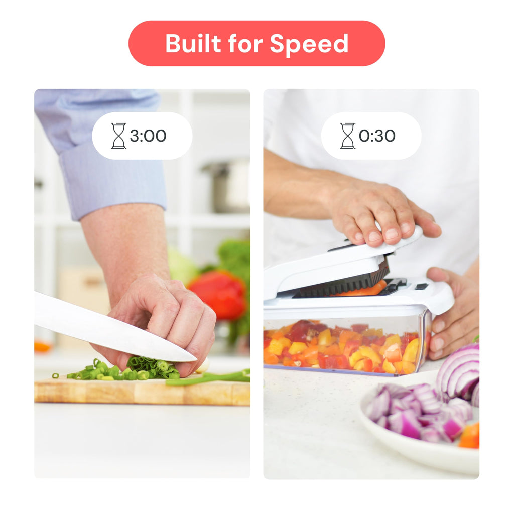 Fullstar Vegetable Chopper & Cutter - Slicer Dicer Spiralizer with Container for Food Veggie Onion Cucumber Tomato Salad Potato French Fry - Kitchen Essentials & Gadgets (PRO 4-in-1, White)