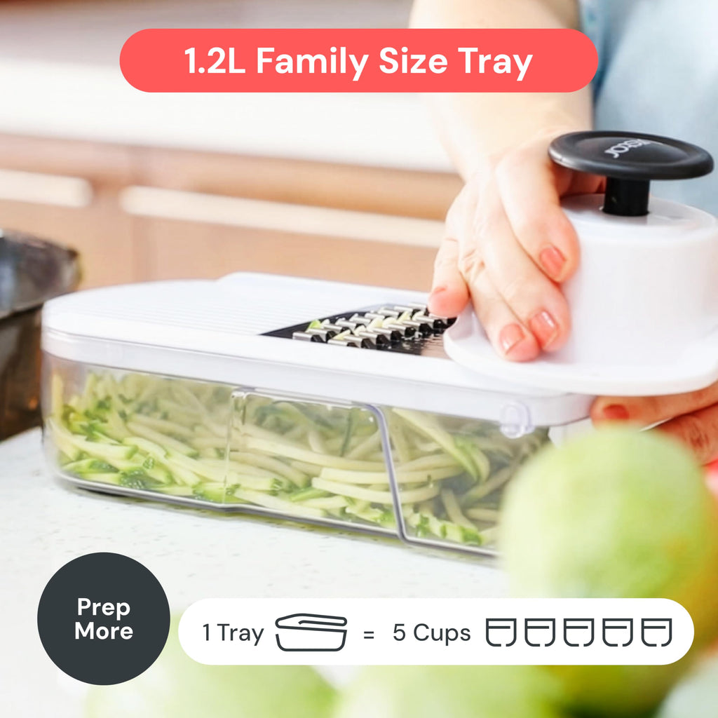 Fullstar Vegetable Chopper & Mandoline Slicer - Julienne Cutter Dicer Grater for Food Veggie Onion Cucumber Tomato Salad Potato Cheese - Kitchen Essentials & Gadgets (Compact 6-in-1, White)
