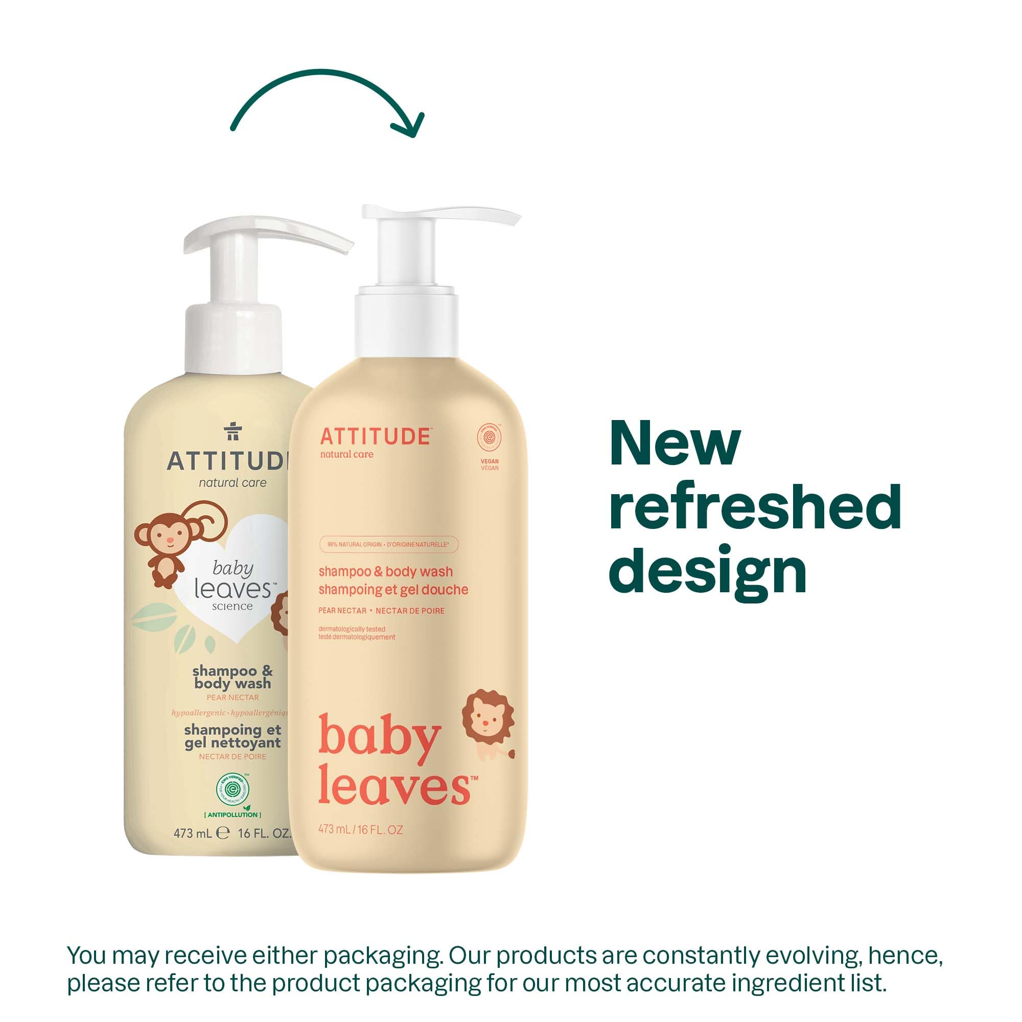 ATTITUDE Baby 2-in-1 Shampoo and Body Wash, Made in Canada, EWG Verified, Dermatologically Tested, Vegan, Good Night, 473 mL