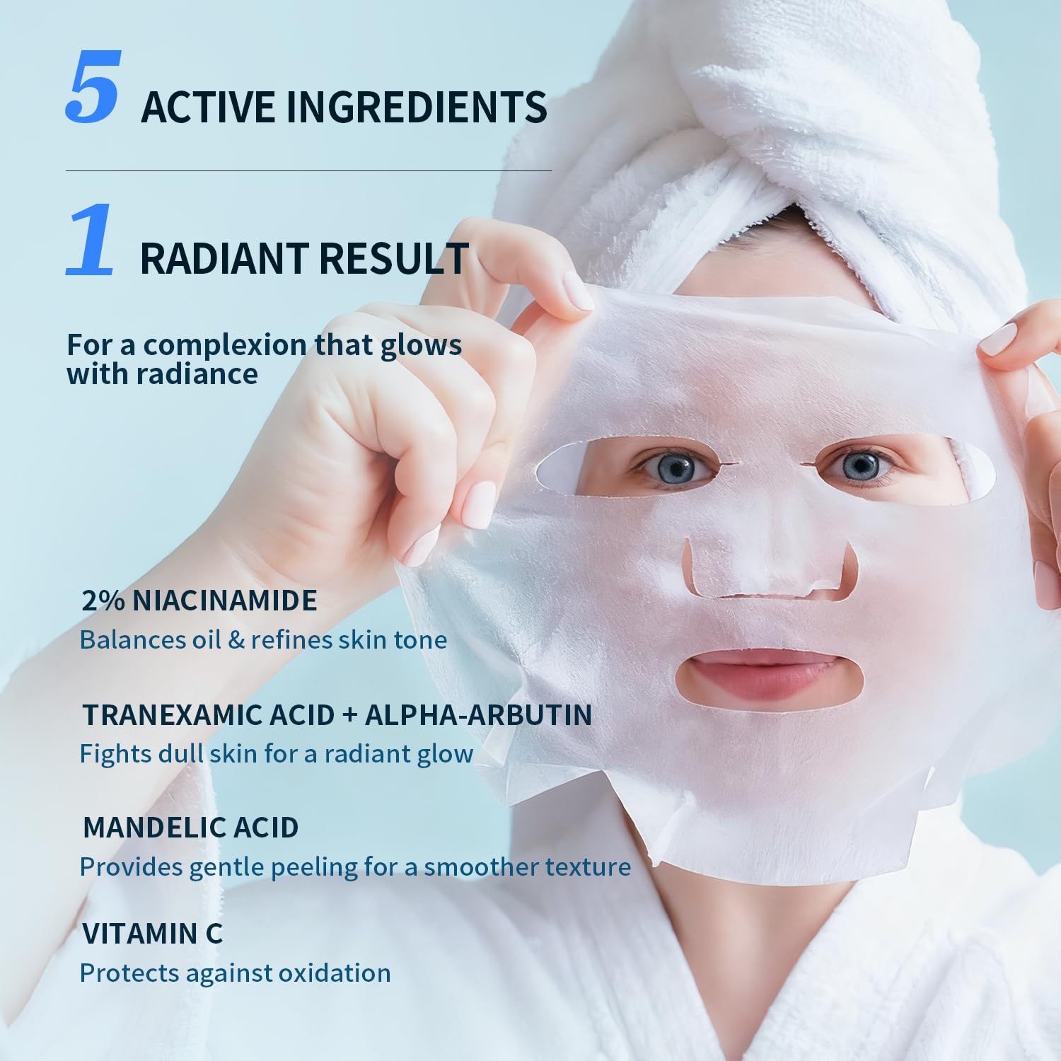 Masque visage en tissu RAZUYEN sur le visage, niacinamide et vitamines
