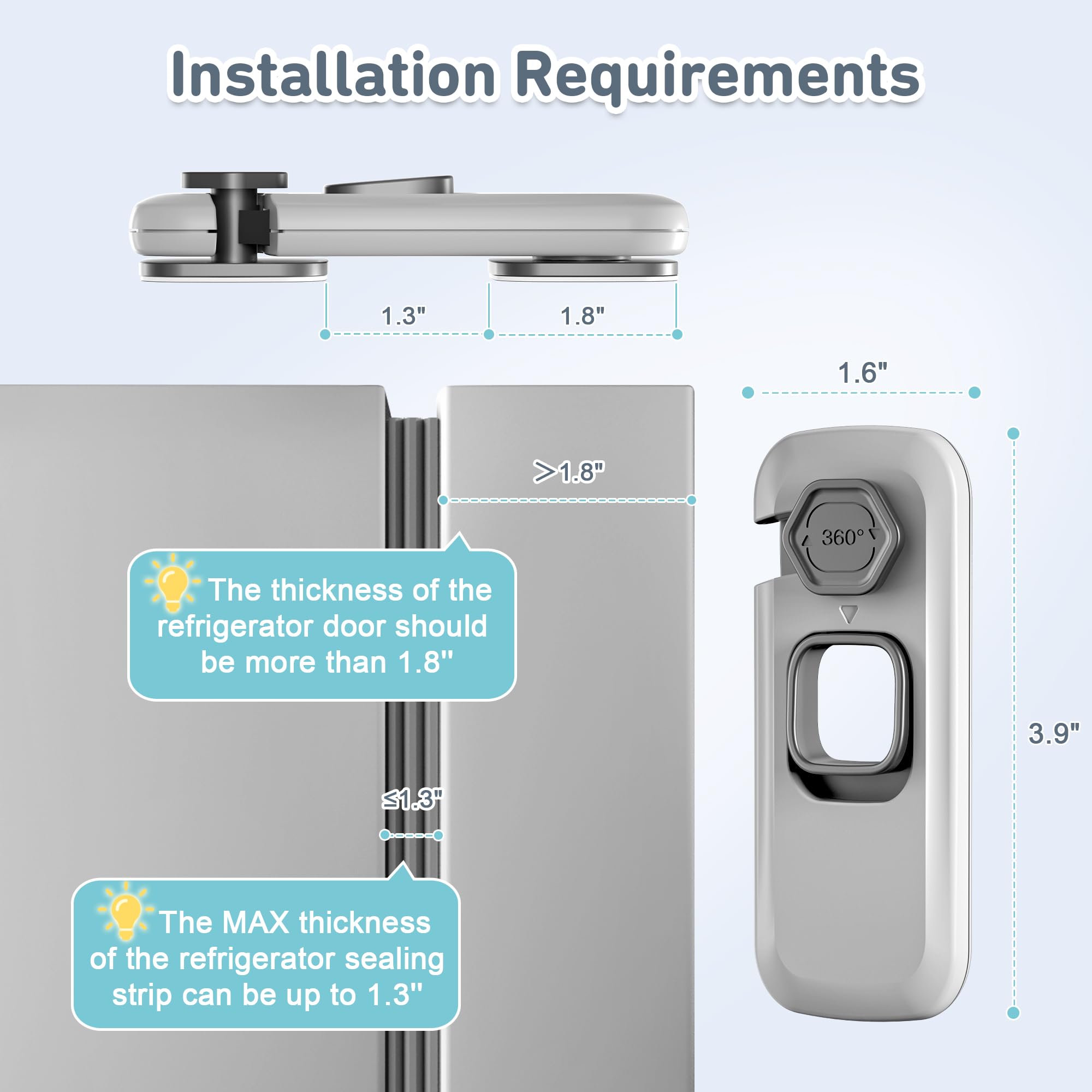 4our Kiddies 6 Pack Child Proof Refrigerator Locks, Fridge Locks for Kids Safety, Freezer Door Latches with Strong 3M Adhesives for Toddlers and Baby, Ideal for Upright Freezer, Ovens, Cabinets Door