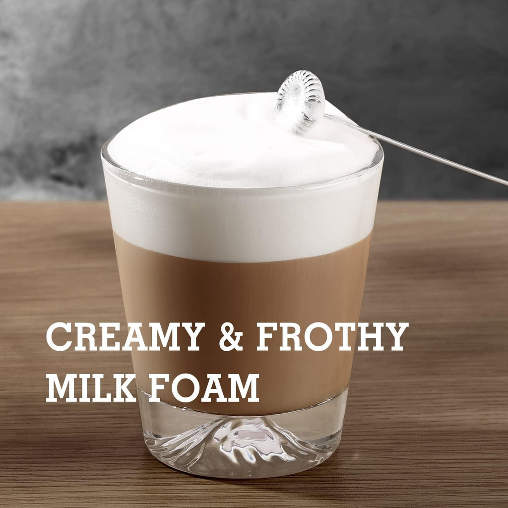 SIMPLETASTE Milk Frother Handheld Electric Foam Maker, Drink Mixer with Stainless Steel Whisk for Cappuccino, Bulletproof Coffee, Latte, Blizzard White, Without Stand, Battery Operated