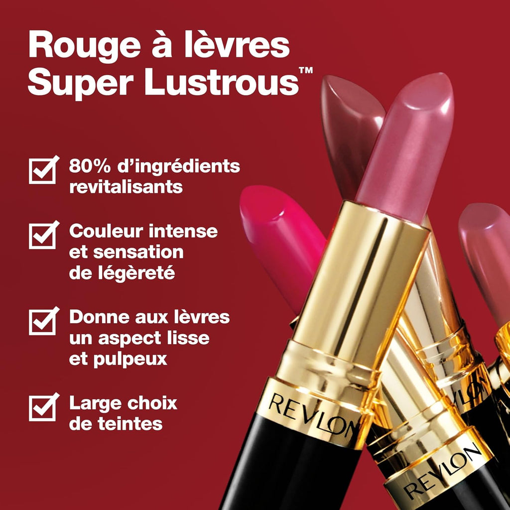 REVLON Lipstick, Super Lustrous Lipstick, Creamy Formula For Soft, Fuller-Looking Lips, Moisturized Feel, 755 Bare It All, 0.15 oz