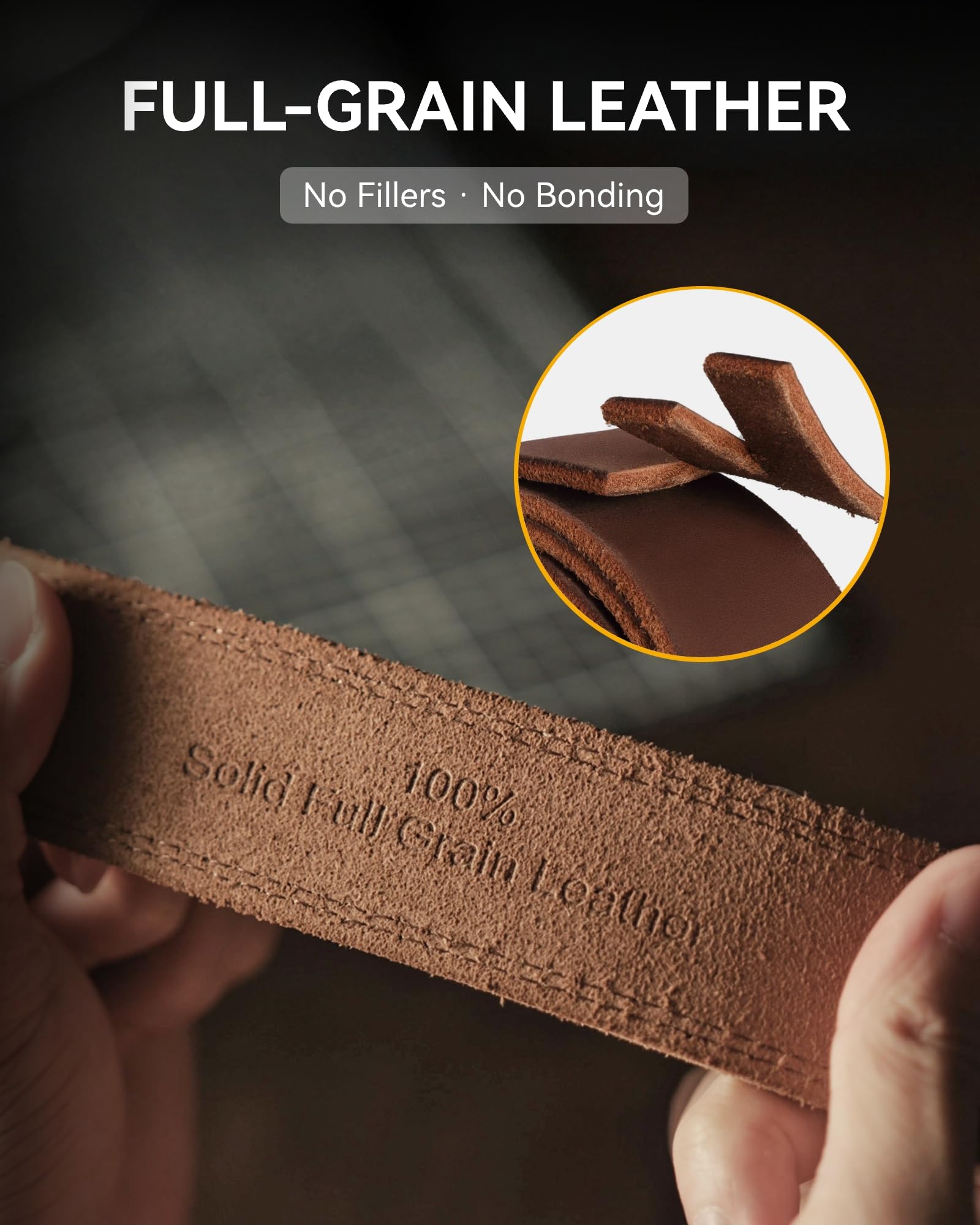 CHAOREN Belts Men - Full Grain Leather Belt for Jeans - Designed for Work Casual Occasion