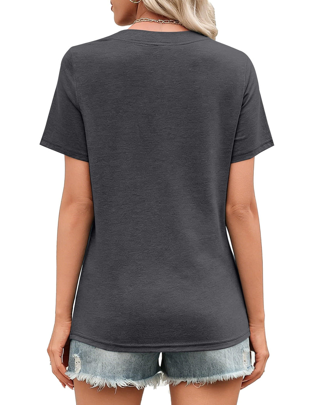 isermeo Womens Tops Short Sleeve V Neck Tee Shirts Cute Dressy Casual Summer Clothing Business Work Blouse S-XXL