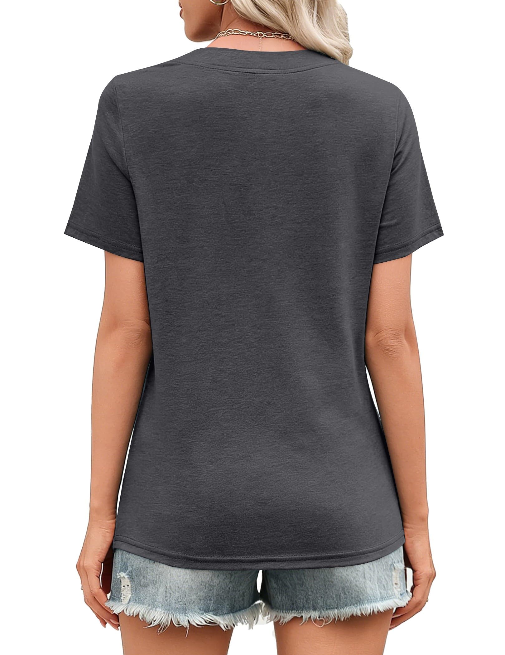 isermeo Womens Tops Short Sleeve V Neck Tee Shirts Cute Dressy Casual Summer Clothing Business Work Blouse S-XXL