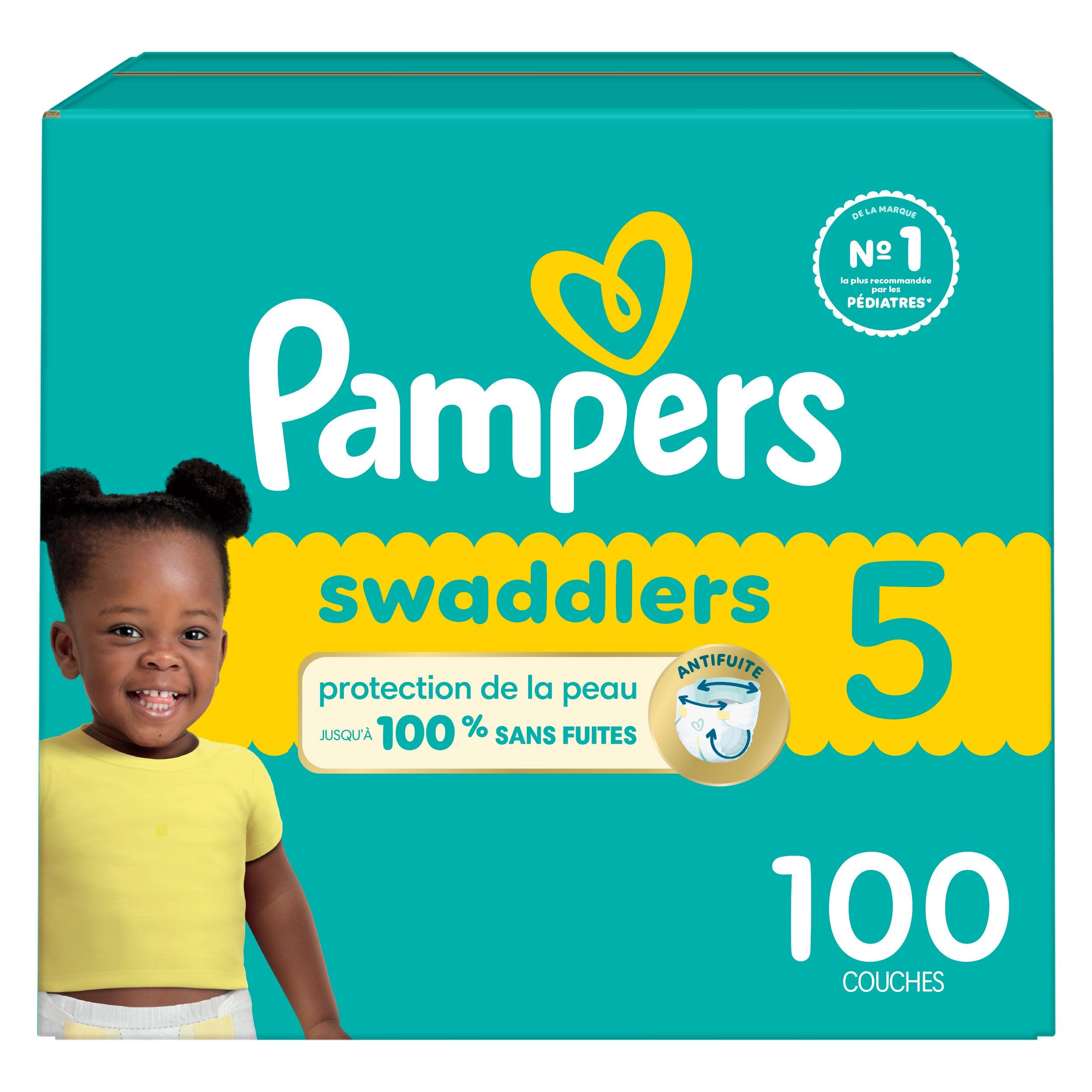 Pampers, Swaddlers Diapers, Ultra Absorbent Disposable Infant Diaper, Size 5 (12.25+ kg), 100 Count