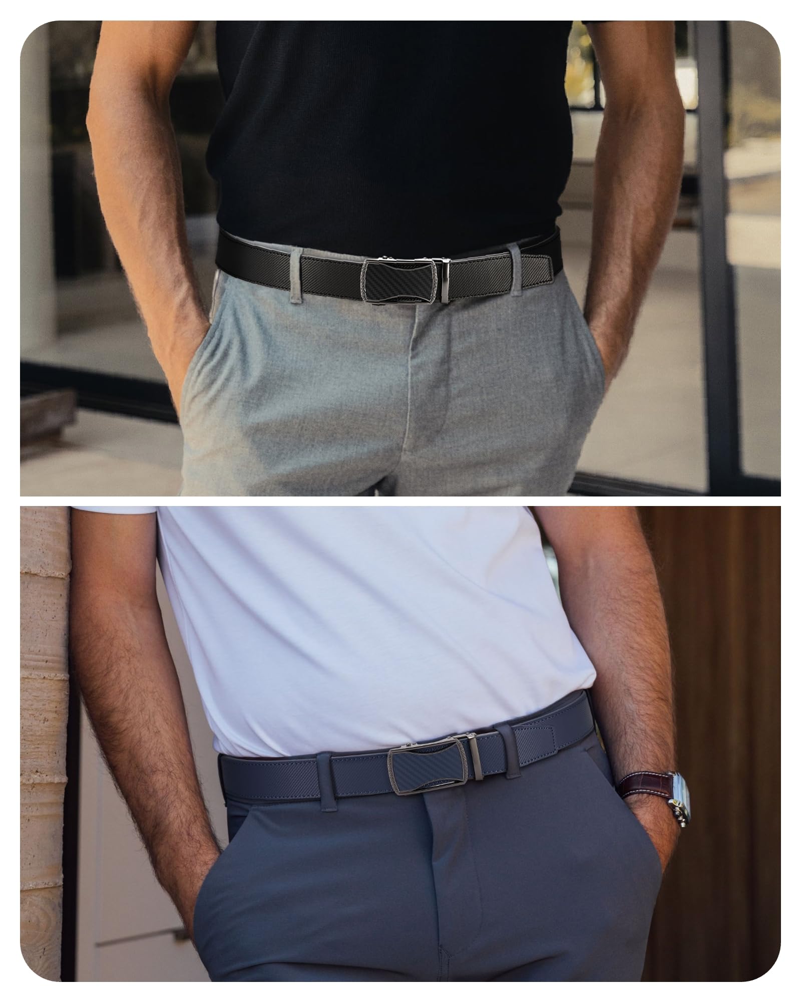 CHAOREN Ratchet Belts for Men 2 Pack - 1 3/8" Leather Belts Men
