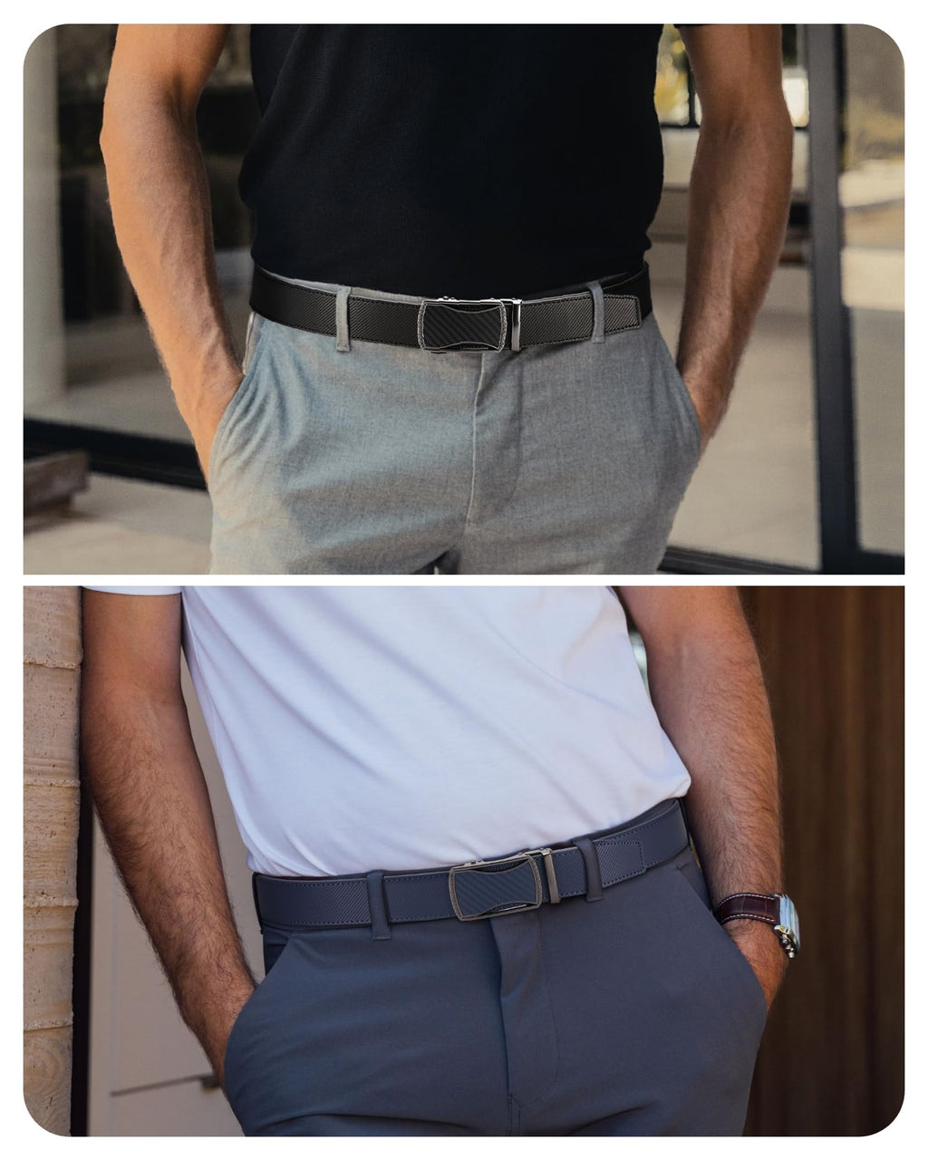 CHAOREN Ratchet Belts for Men 2 Pack - 1 3/8" Leather Belts Men
