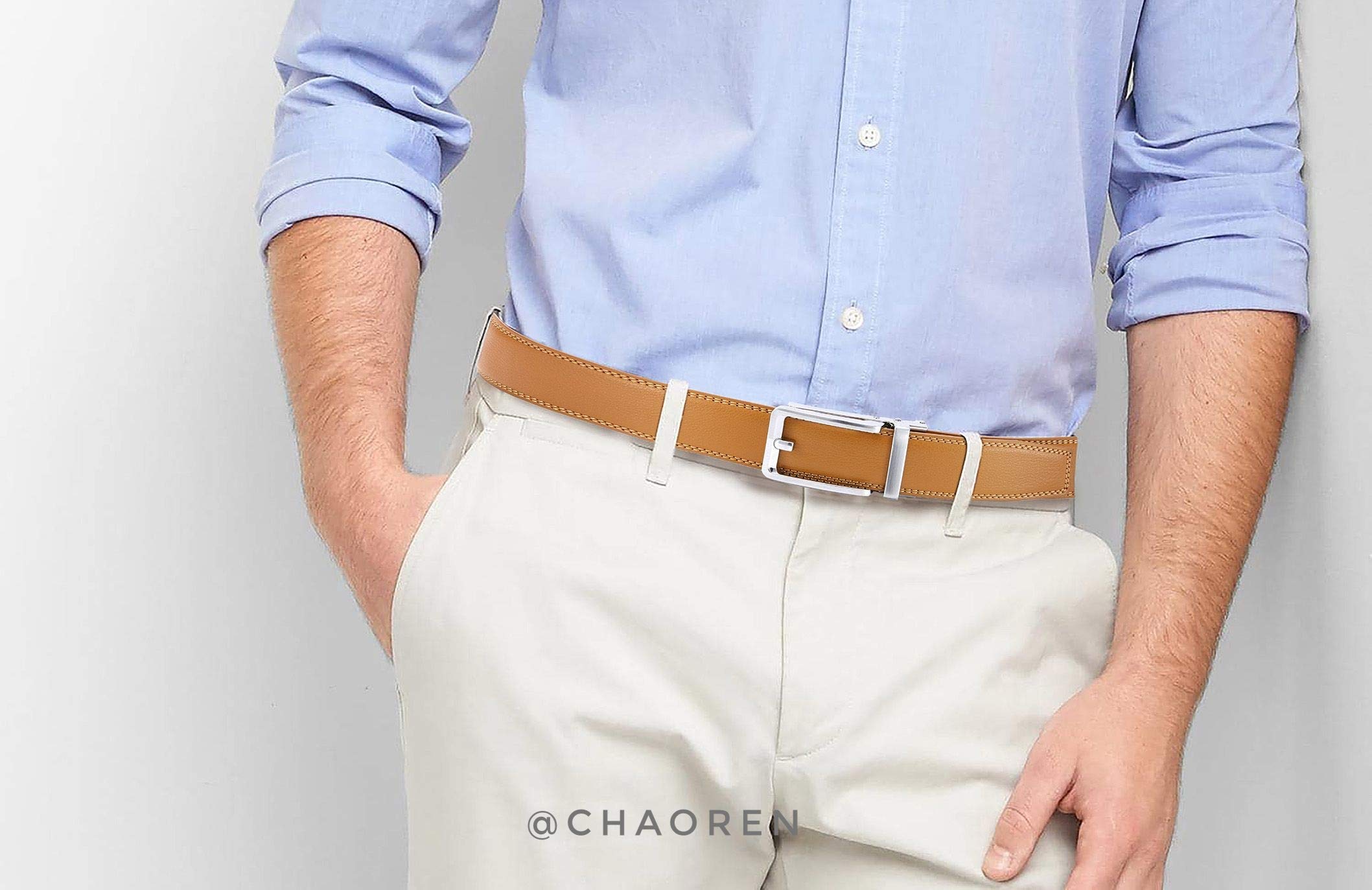 CHAOREN Ratchet Belts Men, 1 3/8" Mens Belts Leather Buckley Belt, Perfect Companion to Men's Oxfords