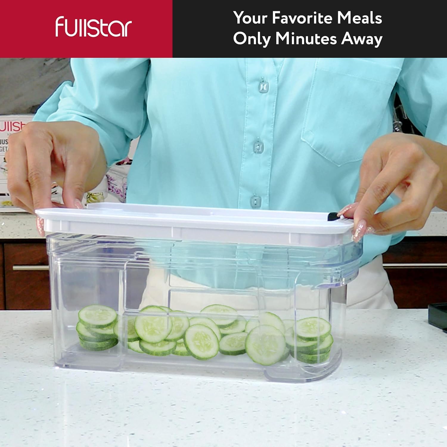Fullstar Vegetable Chopper & Mandoline Slicer - Julienne Cutter Dicer Grater for Food Veggie Onion Cucumber Tomato Salad Potato Cheese - Kitchen Essentials & Gadgets (Compact 6-in-1, White)
