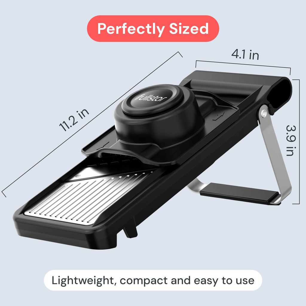 Fullstar 2 in 1 Stainless Steel Mandoline - Adjustable Thickness (1-4mm) - Vegetable Slicer with Julienne Blade for Potatoes, Fruits, Vegetables and Cheese, Food Prep Cutter for Easy Meal Prep