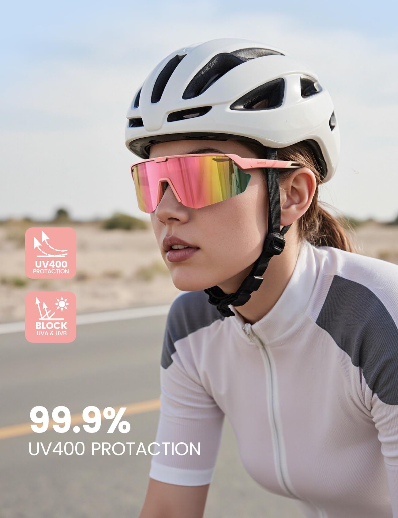 Lamicall Polarized Sports Sunglasses Men Women, [24g Ultralight] Adjustable Nose Pad Sports Goggles for Bike Hiking Running