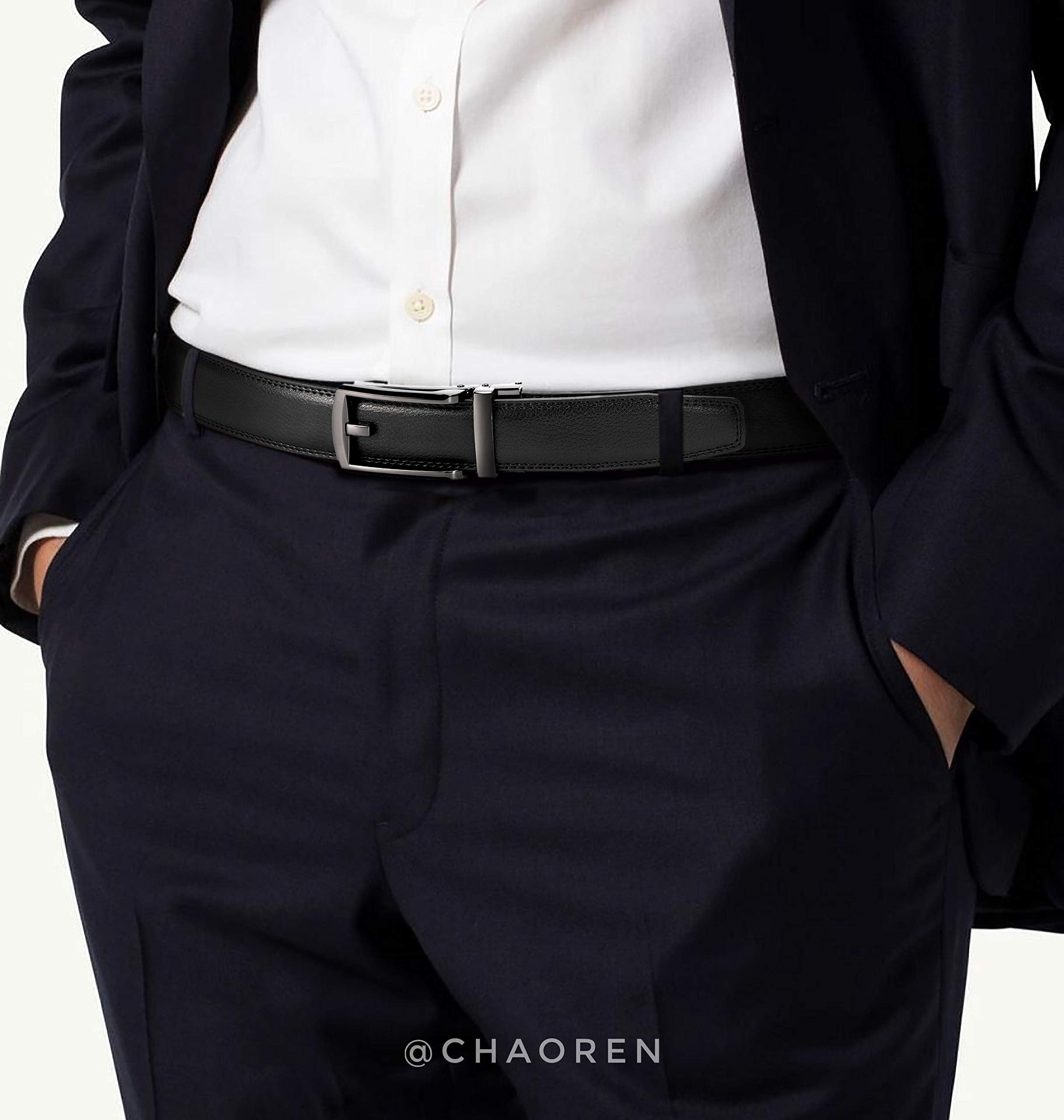 CHAOREN Ratchet Belts Men Buckley Belt, 1 1/4" Mens Belts Leather Dress Belt, Companion to Formal Suit