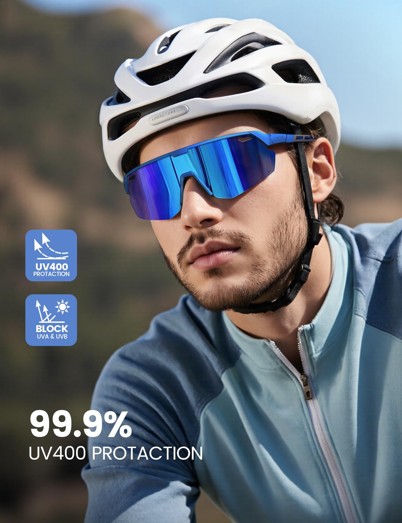 Lamicall Polarized Sports Sunglasses Men Women, [24g Ultralight] Adjustable Nose Pad Sports Goggles for Bike Hiking Running